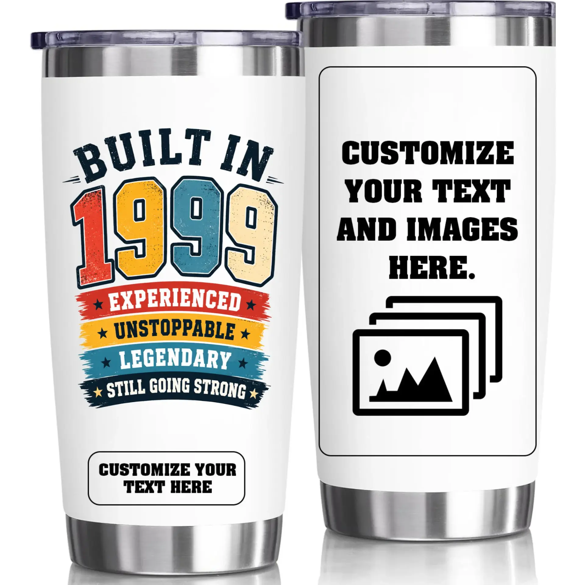 Stainless Steel Tumbler Built in 1999 Birthday Gift 20oz Insulated Cup for Hot and Cold Beverages Travel Drinkware