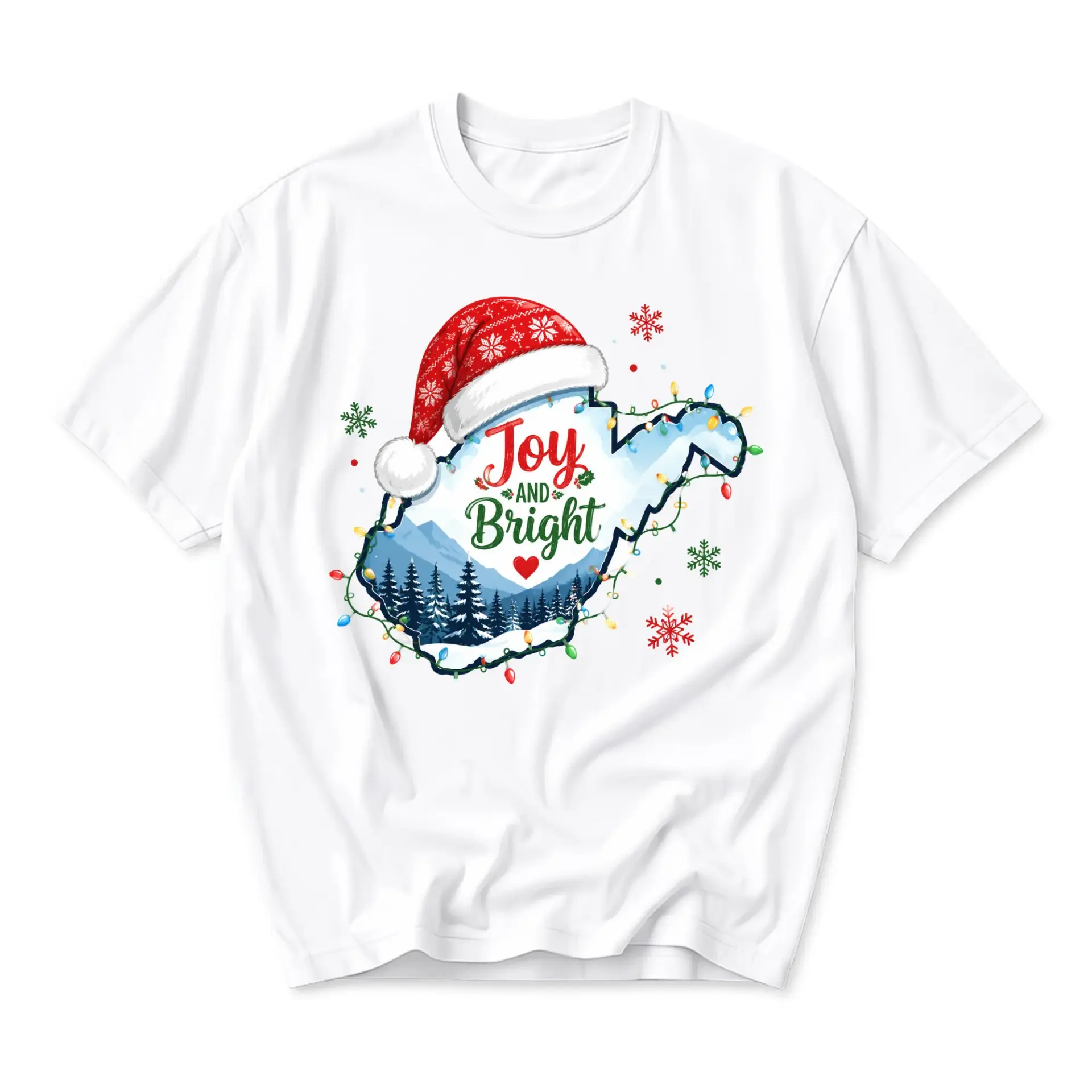 T-shirt Joy and Bright Holiday Graphic Tee Unisex Crew Neck Casual Everyday