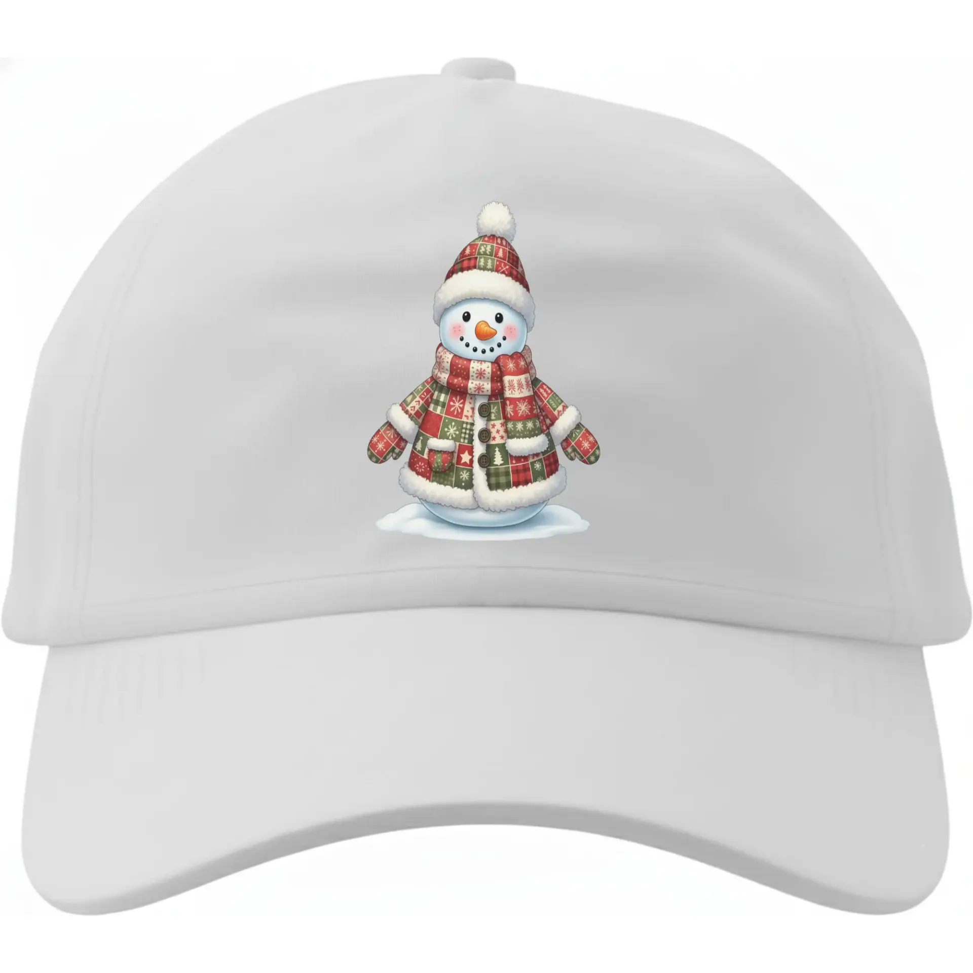 Baseball Cap Featuring Festive Snowman Graphic Design Stylish Cotton Blend Winter Hat with Pre Curved Visor Bill