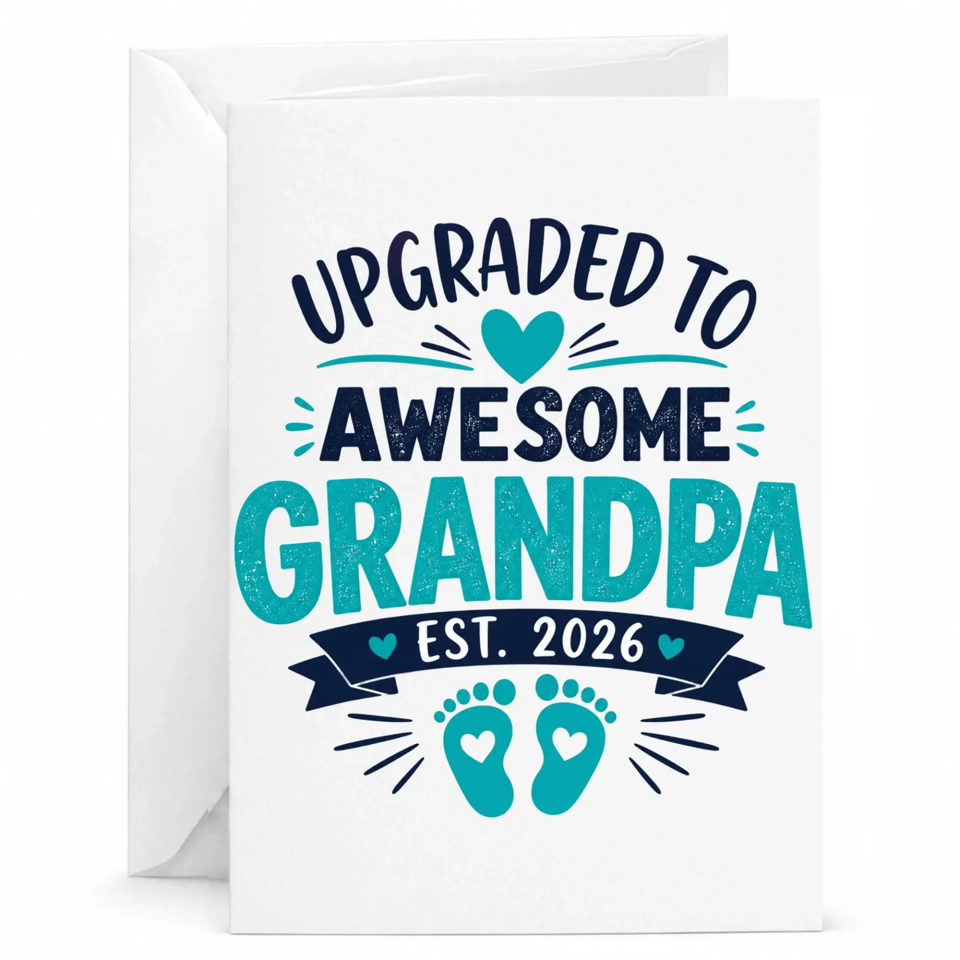 Greeting Card Upgraded to Awesome Grandpa Est 2026 Announcement for New Grandfather Expecting Baby News