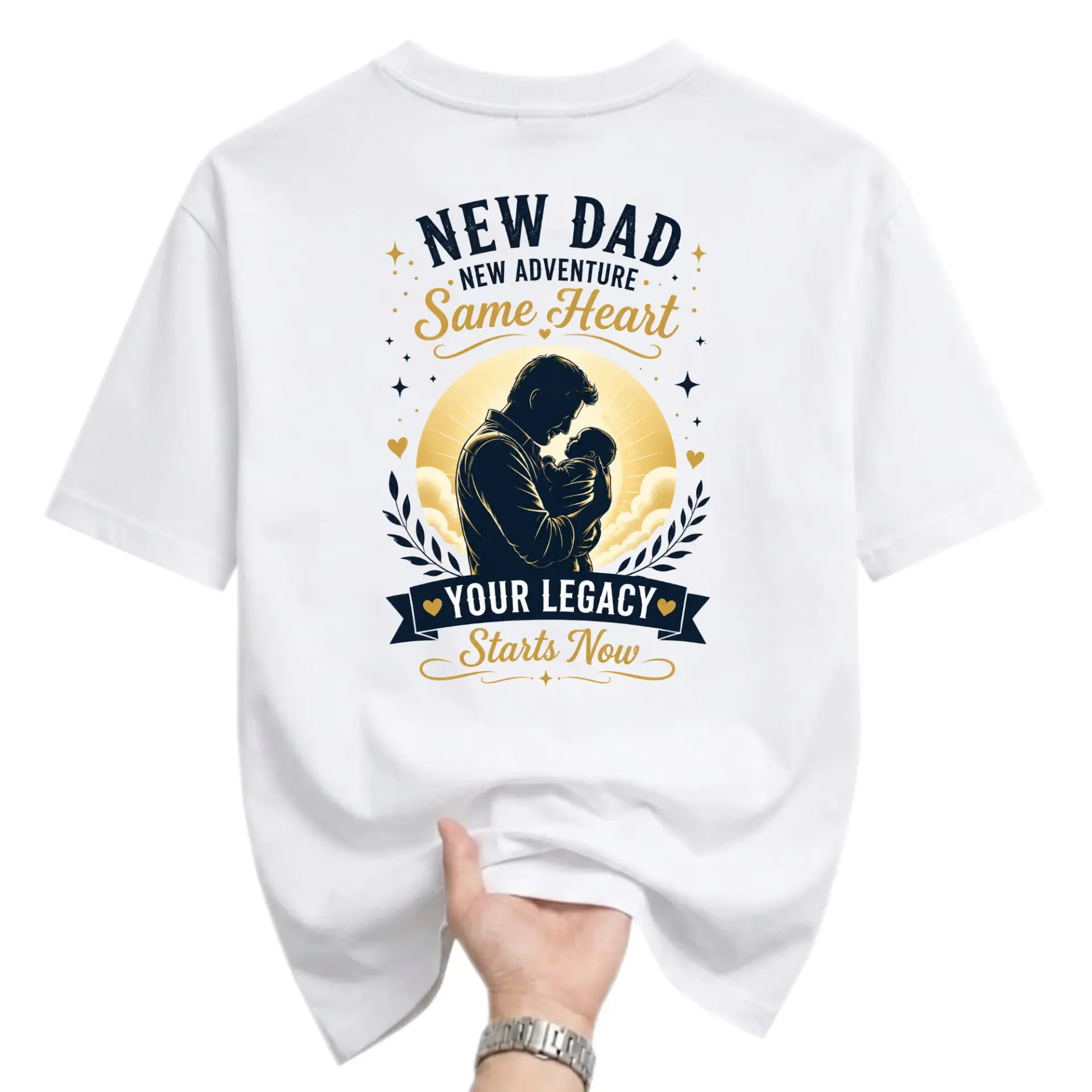 Graphic Tee New Dad Adventure Same Heart Unisex Crew Neck Short Sleeve Shirt for Casual Daily Wear and Gifting