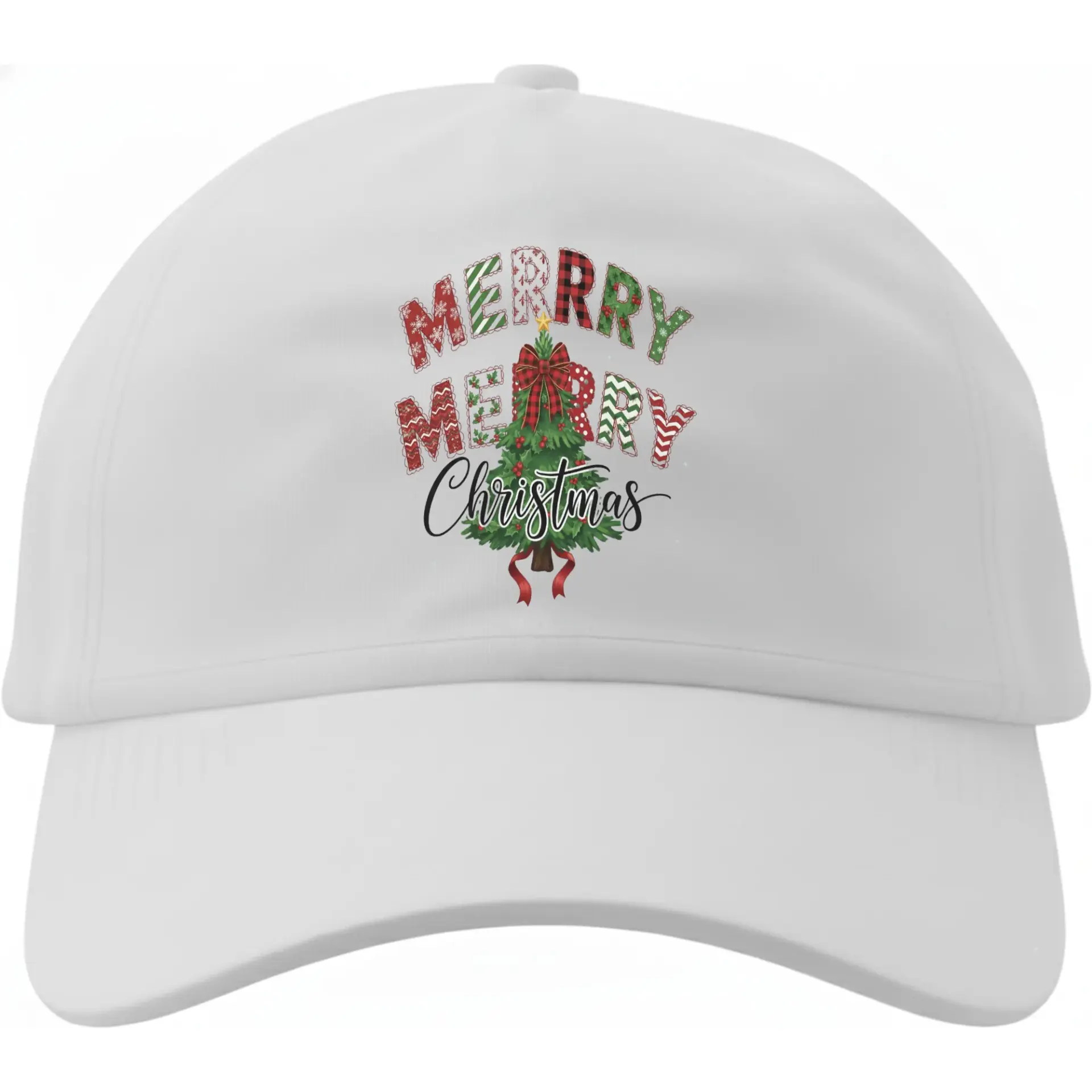 Baseball Cap Merry Merry Christmas Holiday Graphic Print Adjustable Unisex Hat for Seasonal Outdoor Winter Wear