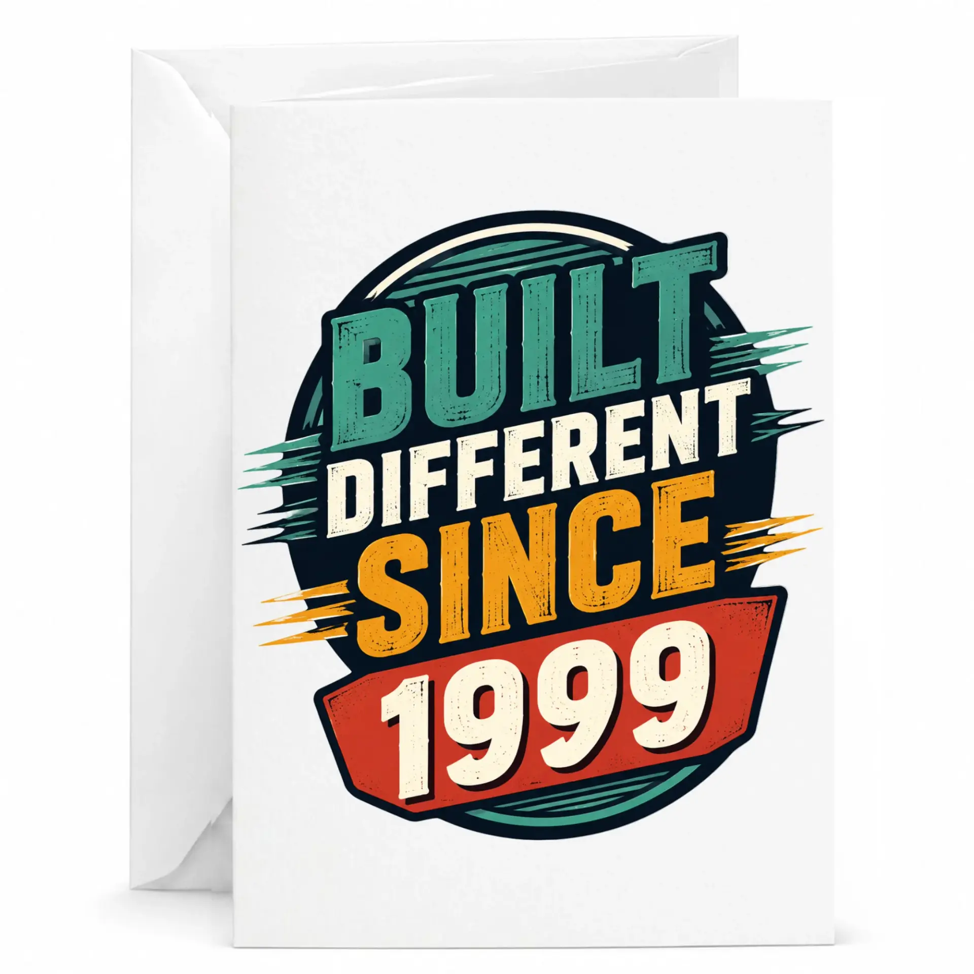 Greeting Card Built Different Since 1999 Vintage Style Birthday Milestone Celebratory Stationery Card