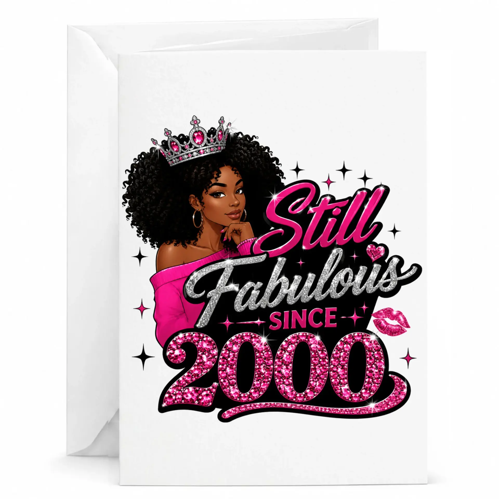 Birthday Card for Her Still Fabulous Since 2000 Elegant Queen Design Printed Greeting Card with Matching Envelope