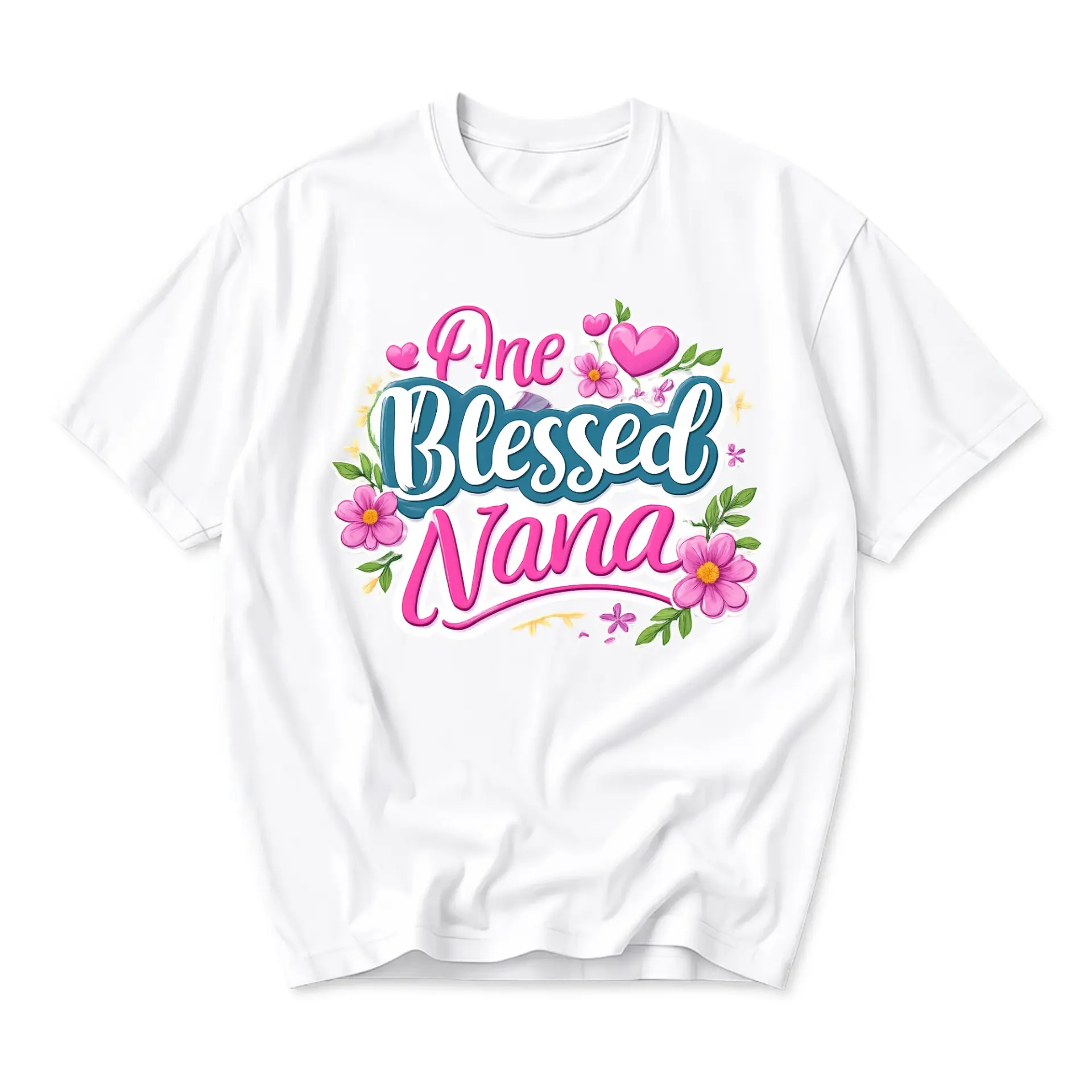 T-shirt One Blessed Nana Graphic Tee Casual Unisex Crew Neck Top Soft
