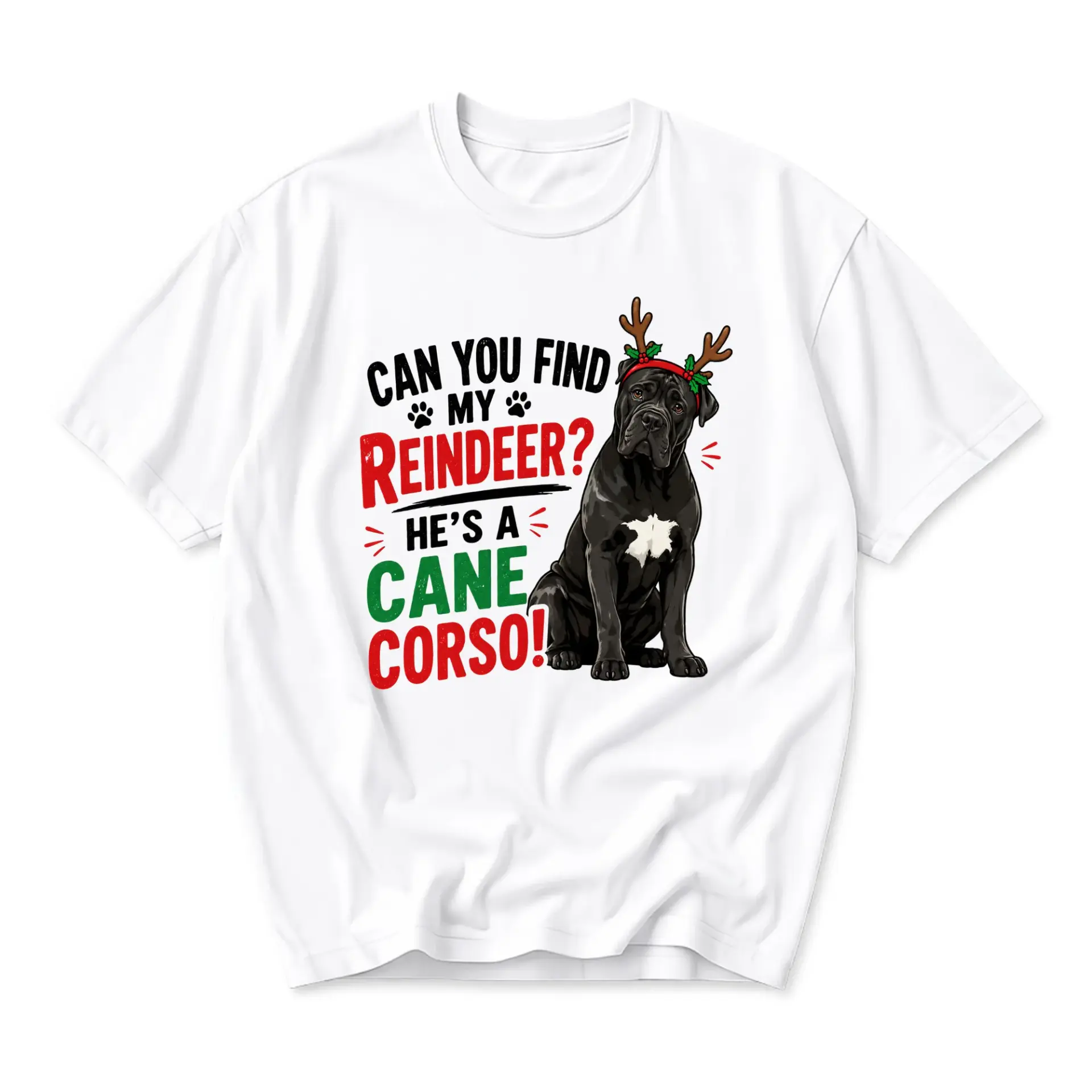 Funny Shirt Cane Corso Dog Christmas Graphic Tee Unisex Crew Neck Short