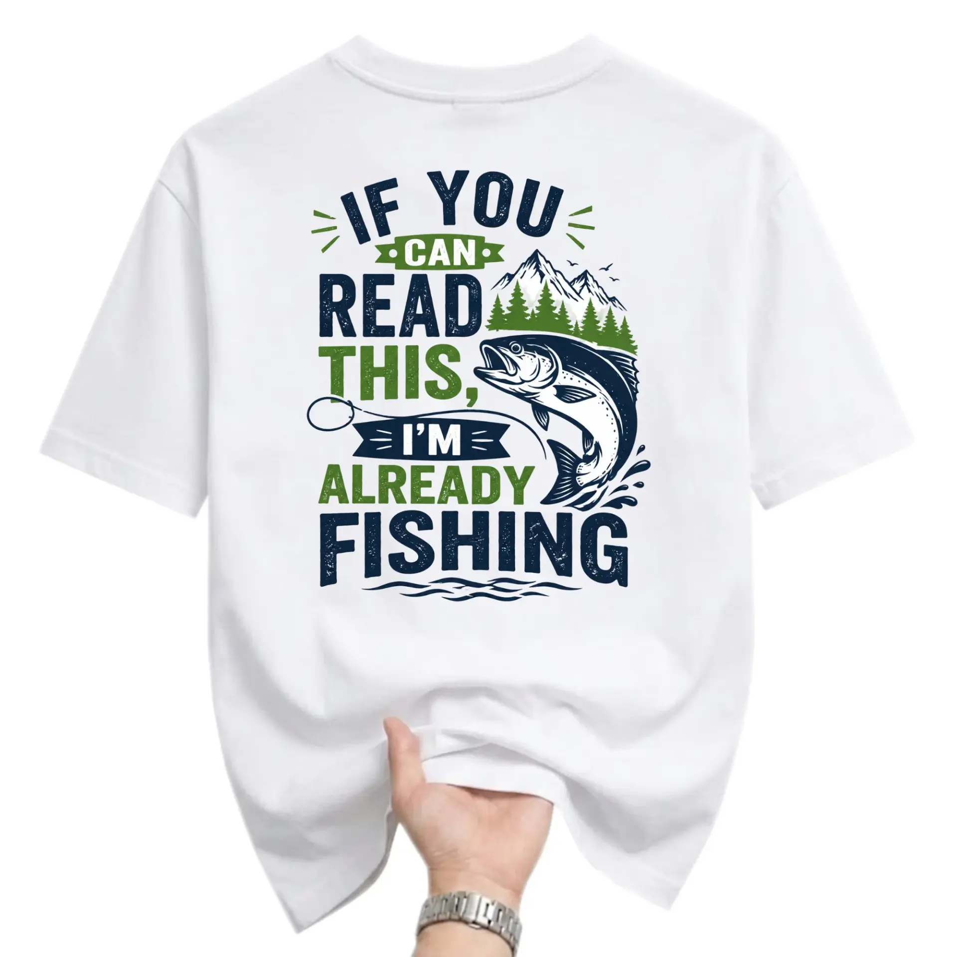Funny Shirt If You Can Read This I Am Already Fishing Graphic Tee Unisex Short Sleeve Outdoor Sports Apparel White