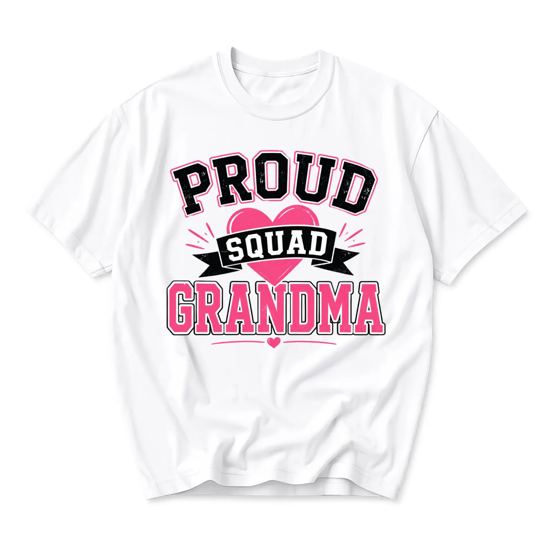 T-shirt Proud Squad Grandma Graphic Tee White Cotton Casual Everyday Top