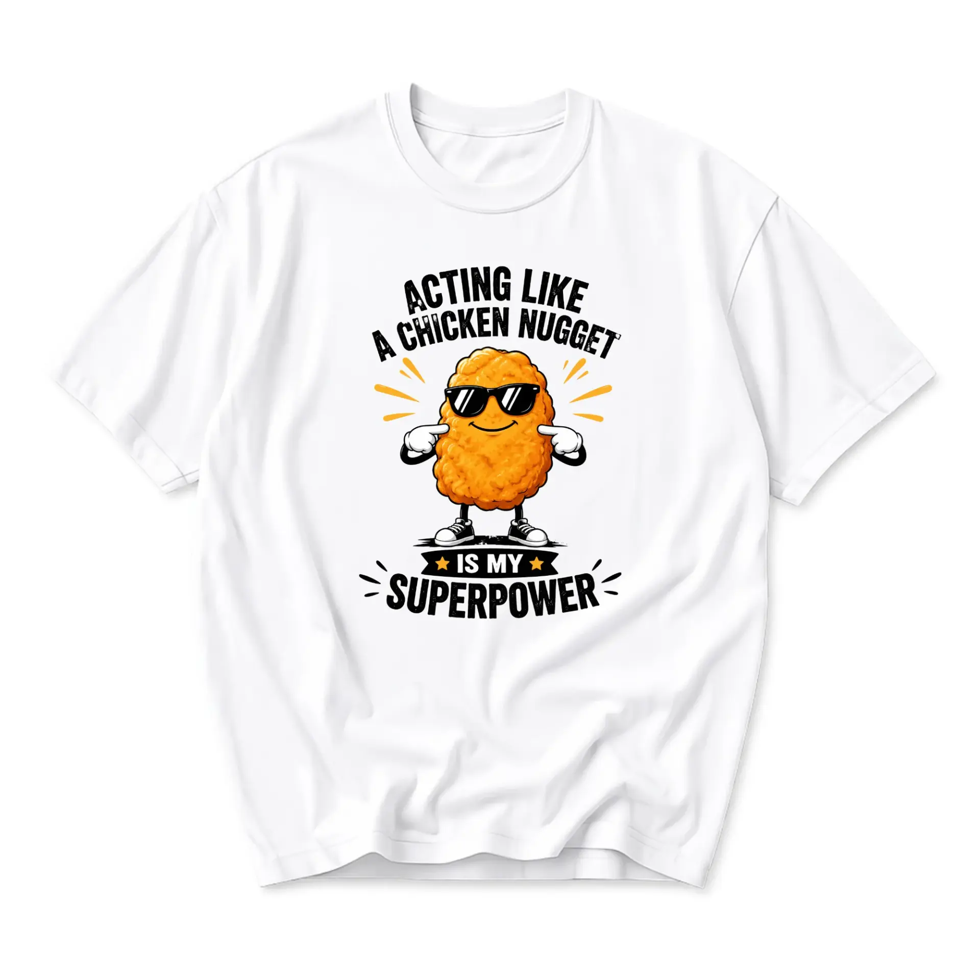 Funny Shirt Acting Like a Chicken Nugget Is My Superpower Graphic Tee Unisex Casual Cotton Crew Neck Top for Adults