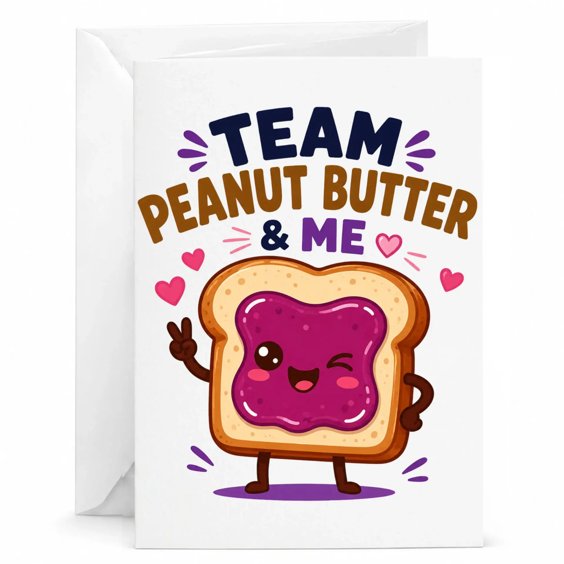Funny Greeting Card Team Peanut Butter and Me Cute Food Pun Illustrated Note for Special Occasions