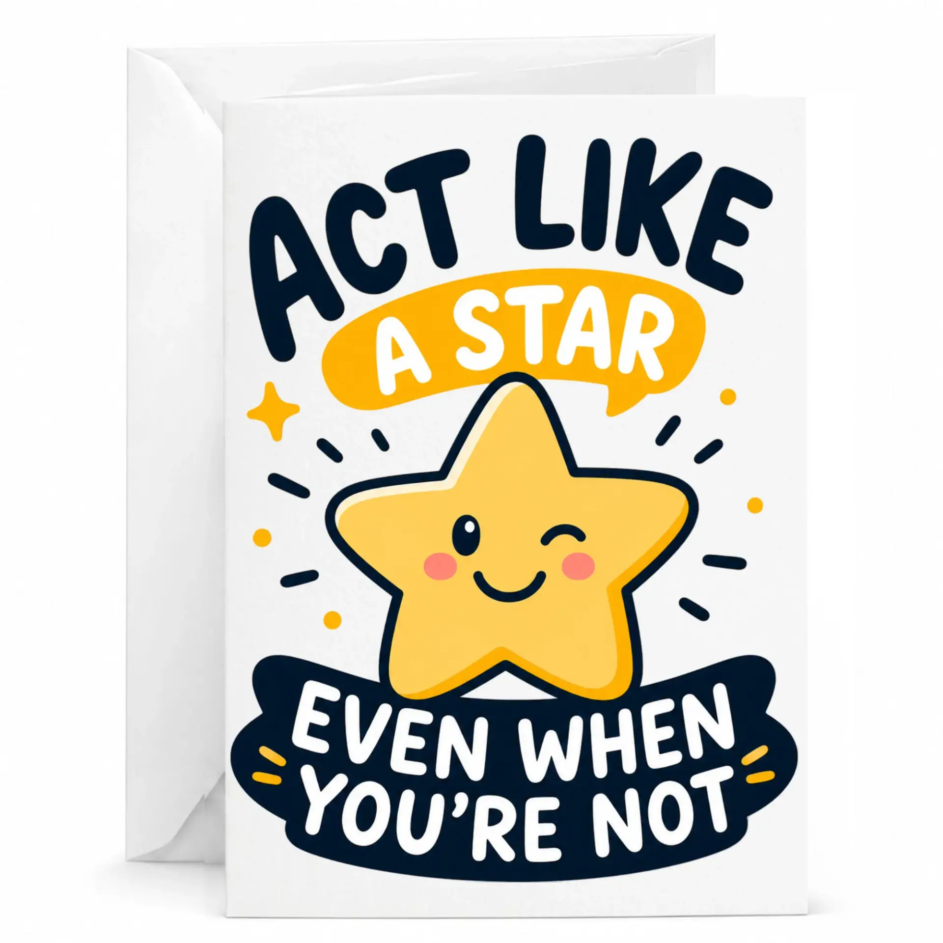 Funny Greeting Card Like a Star Even When You Are Not Winking Illustration Positive Encouragement Note