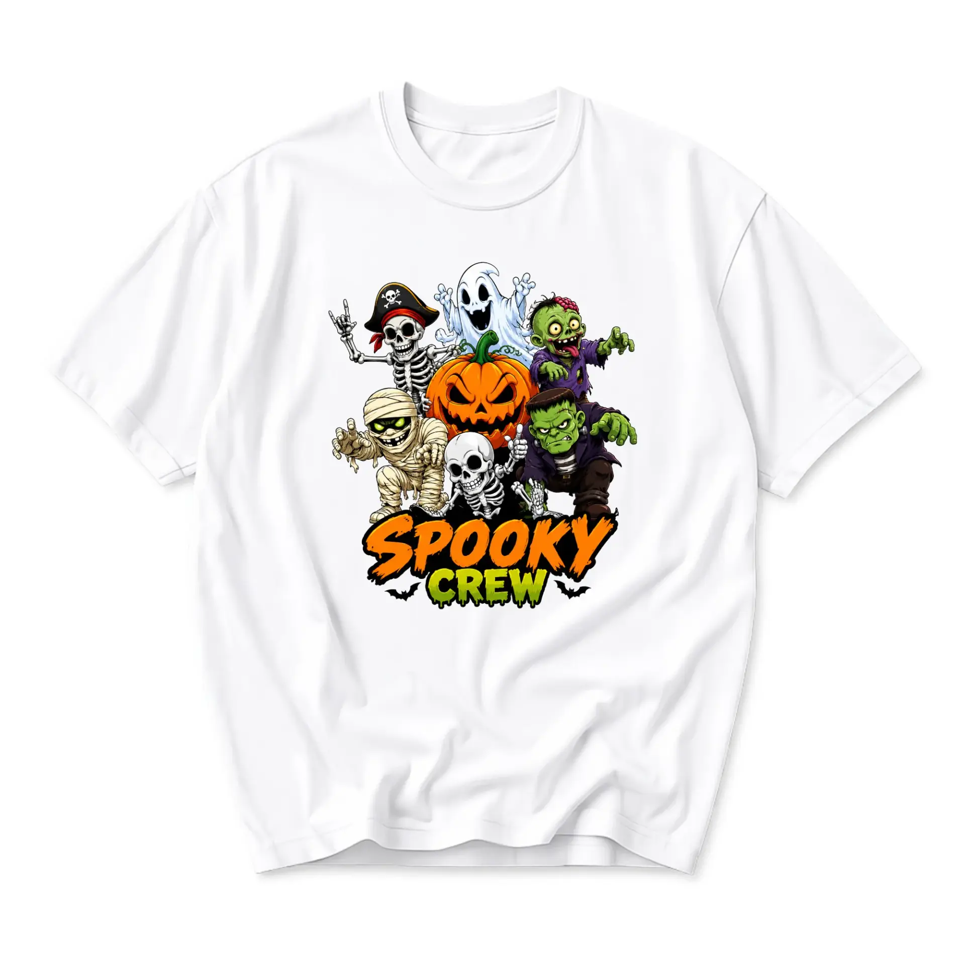 Funny Shirt Spooky Crew Halloween Graphic Tee Unisex Soft Cotton Blend Casual Short Sleeve Pullover Crew Neck Apparel
