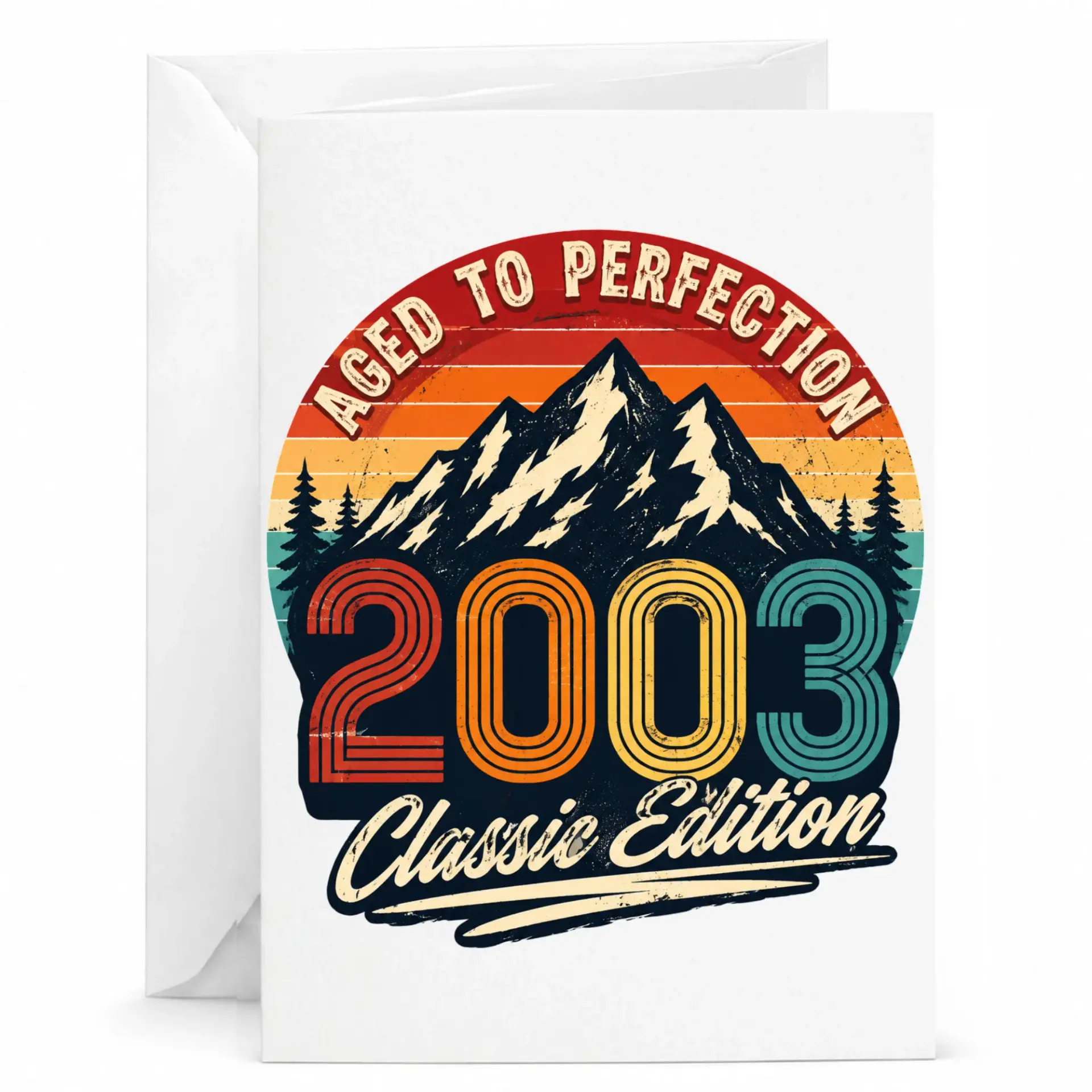 Birthday Card Aged to Perfection 2003 Classic Edition Retro Mountain Sunset Greeting Card for Milestone Celebration