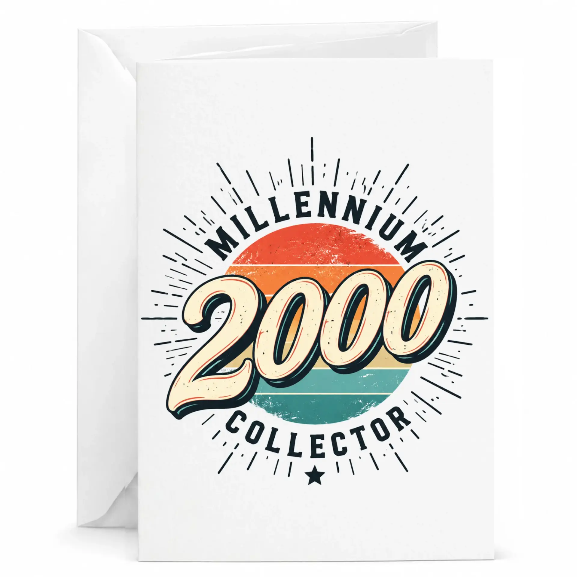 Funny Greeting Card Millennium 2000 Collector Design Vintage Style Retro Aesthetic Stationery for Special Occasions