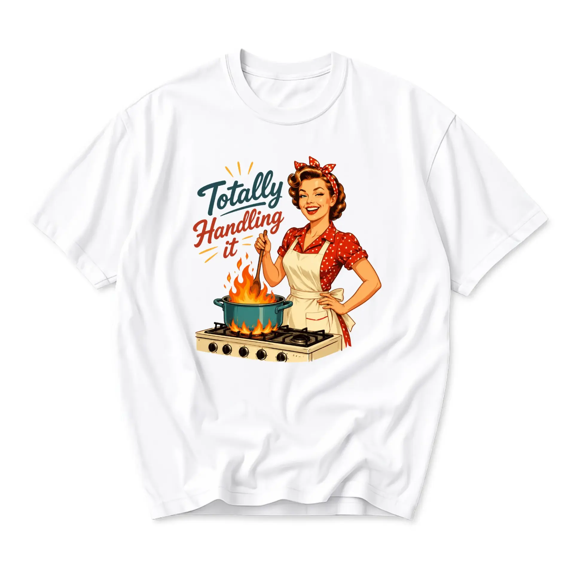 Funny Shirt Unisex Graphic Printed T-Shirt Totally Handling It Retro Pinup