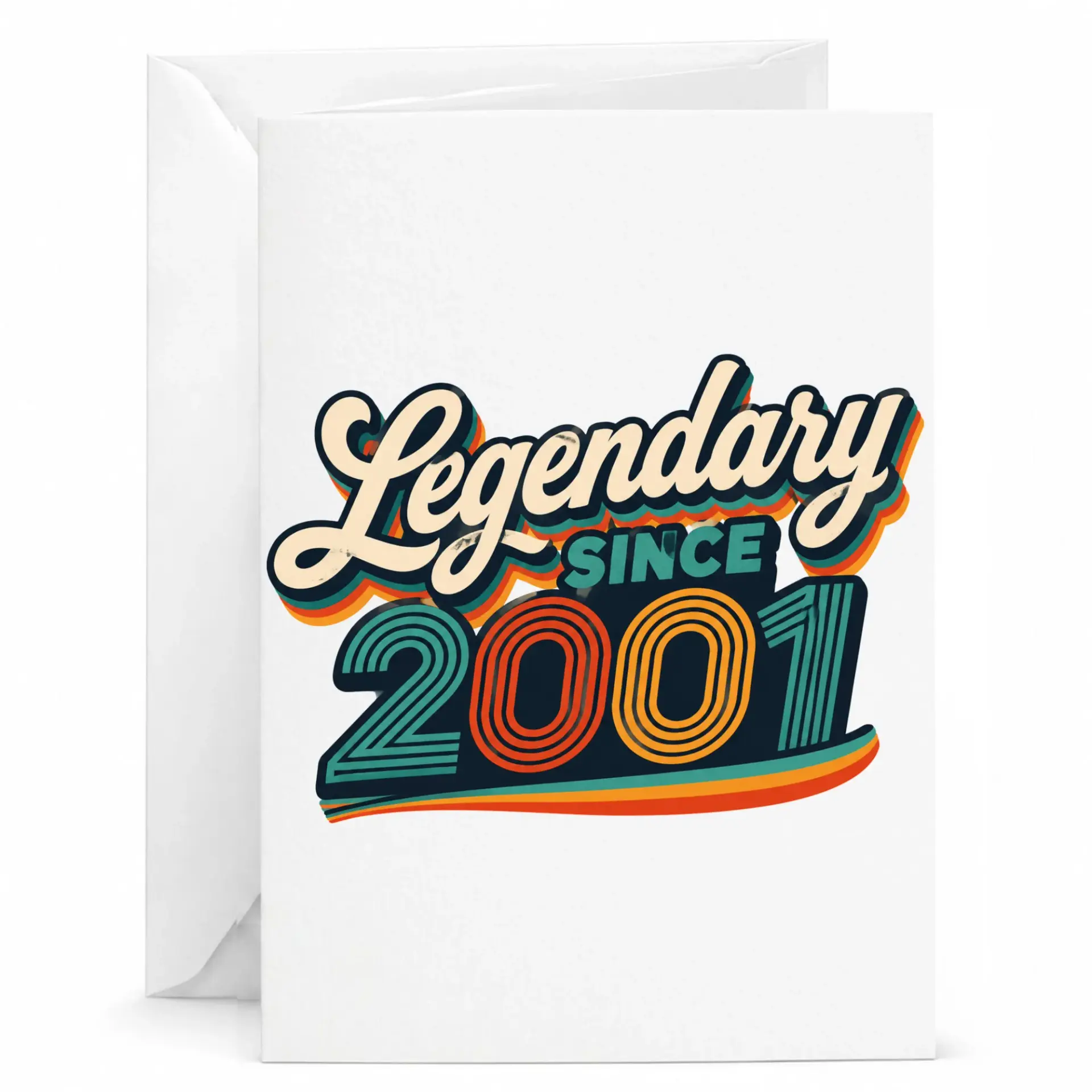 Birthday Card Legendary Since 2001 Vintage Retro Style Greeting Card for Birthday Milestone Celebration with Envelope
