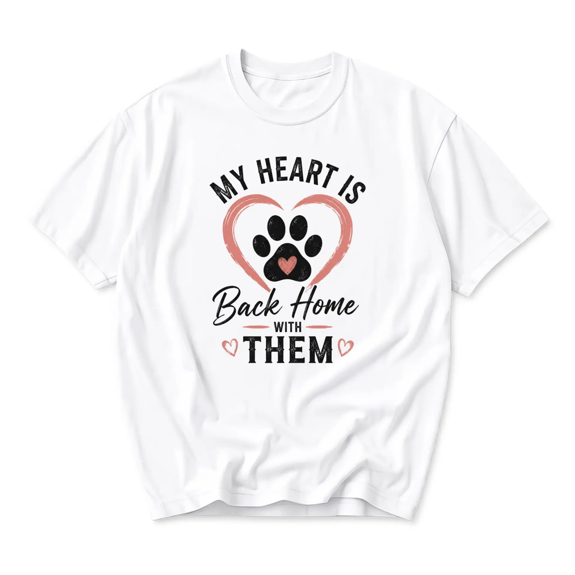 Graphic Tee My Heart Is Back Home with Them Pet Lover Shirt Casual Unisex