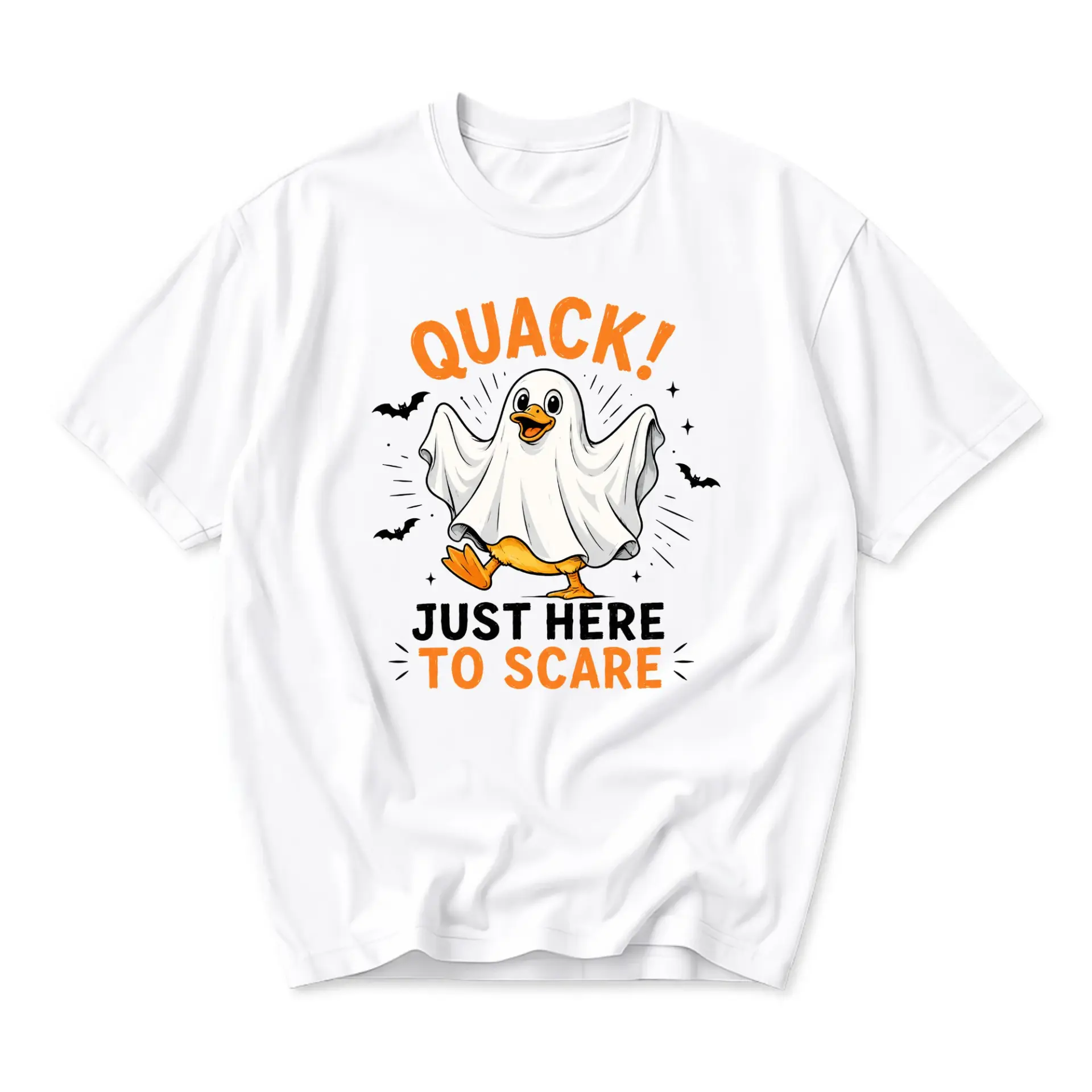 Funny Shirt Duck Ghost Graphic Tee Cute Halloween Costume Apparel Unisex Crew Neck Casual Cotton Blend Top