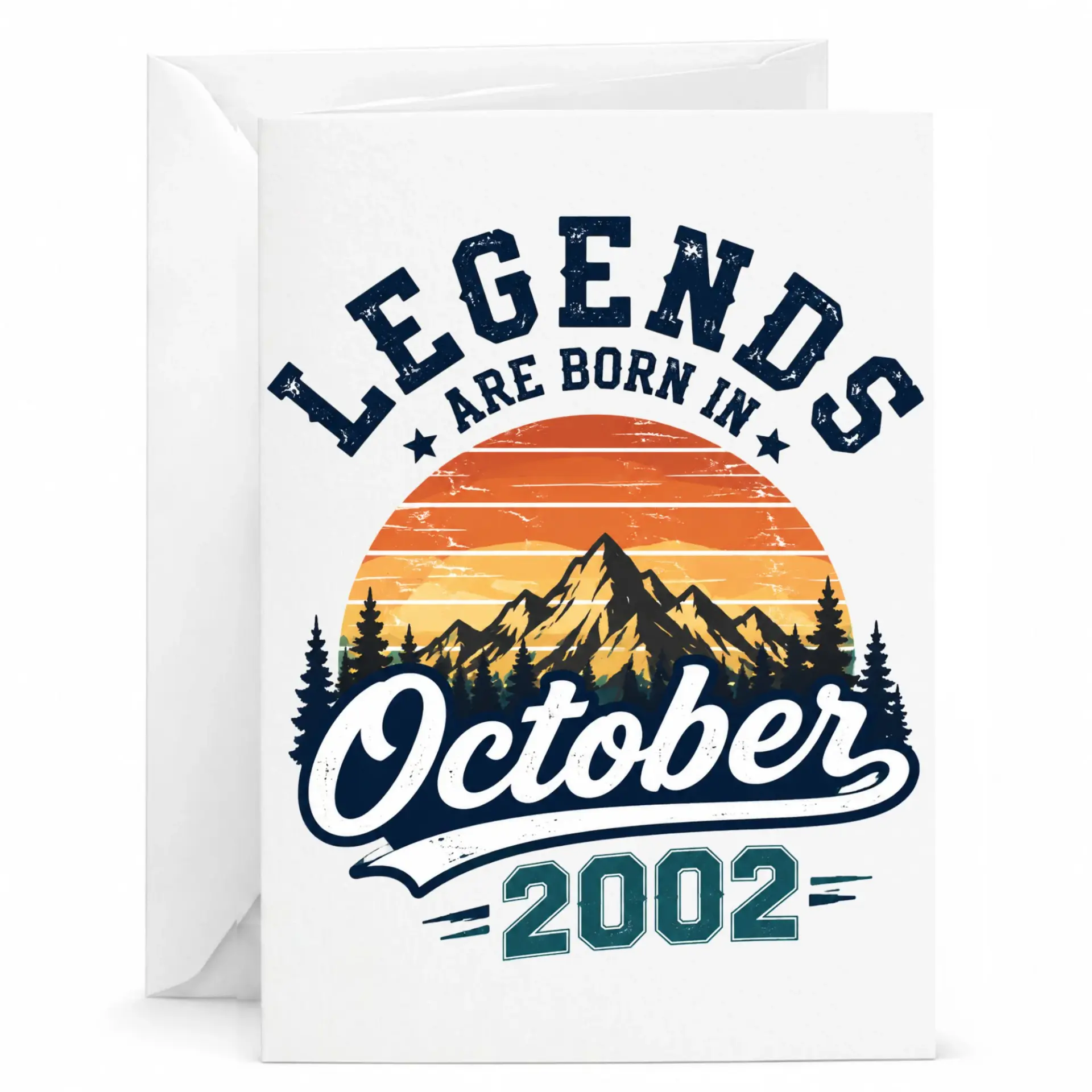 Birthday Card Legends Are Born in October 2002 Vintage Mountain Sunset Greeting Card for Milestone Occasions
