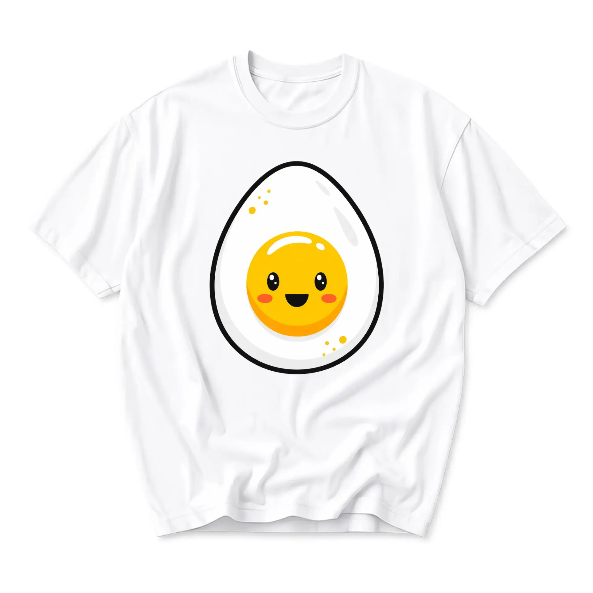 Graphic Tee Unisex Crew Neck Short Sleeve Shirt with Cute Happy Sunny Side up Egg Illustration Casual Summer Top