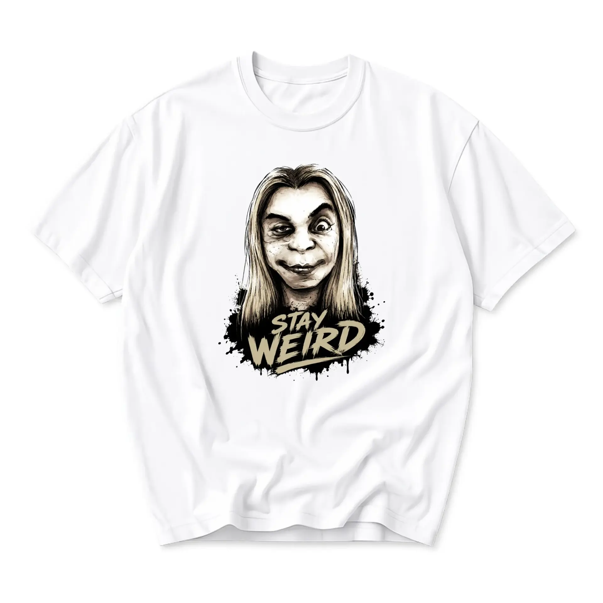 Funny Shirt Stay Weird Graphic Tee Unisex Cotton Crew Neck Short Sleeve Casual Artistic Illustration Casual Apparel