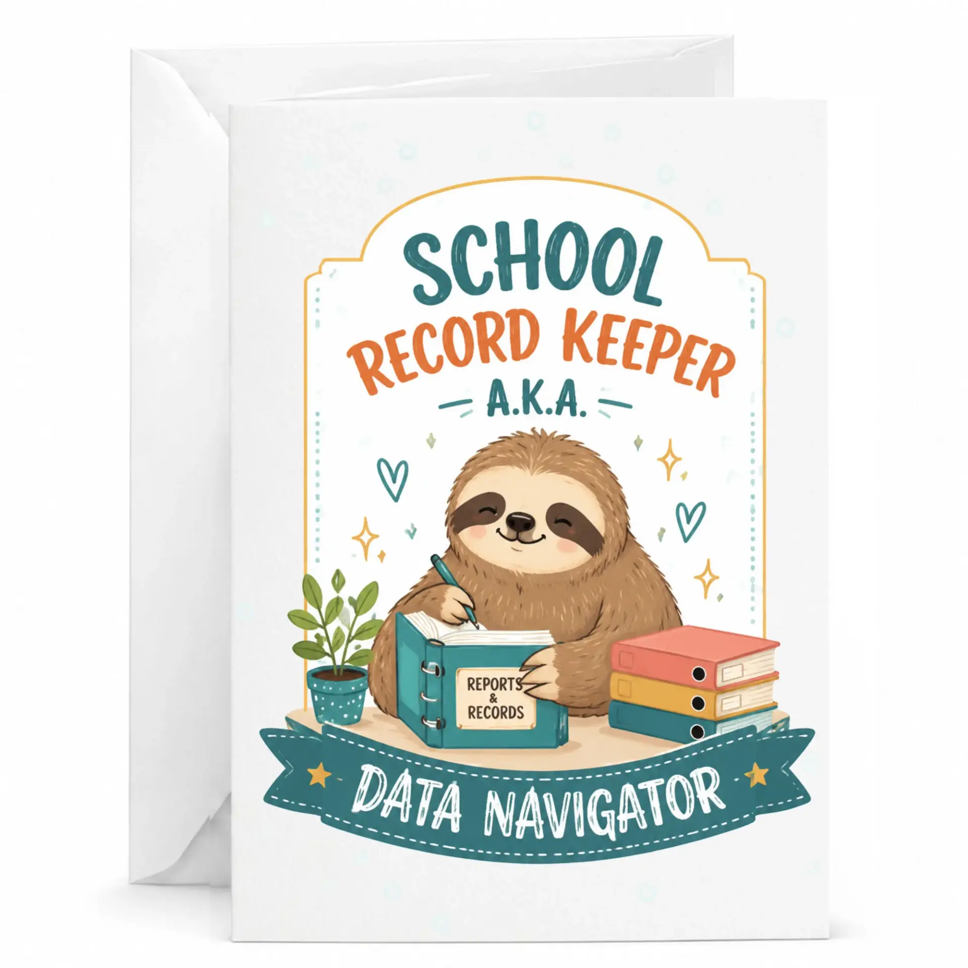 Funny Greeting Card for Data Office Professional Featuring Cute Sloth Design with Heavyweight Cardstock