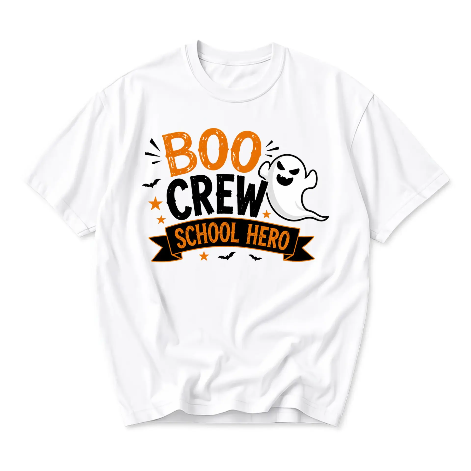 Graphic Tee Boo Crew School Hero Unisex T-Shirt Halloween Themed Apparel Casual Crew Neck Shirt for Fall Enthusiasts