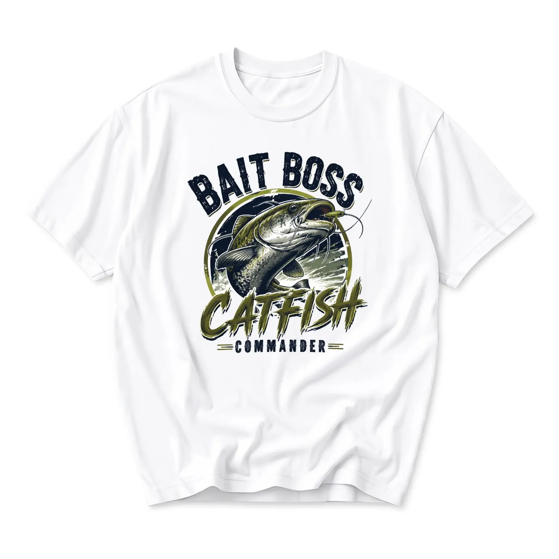 Funny Shirt Catfish Commander Graphic Tee Casual Unisex Crew Neck Short