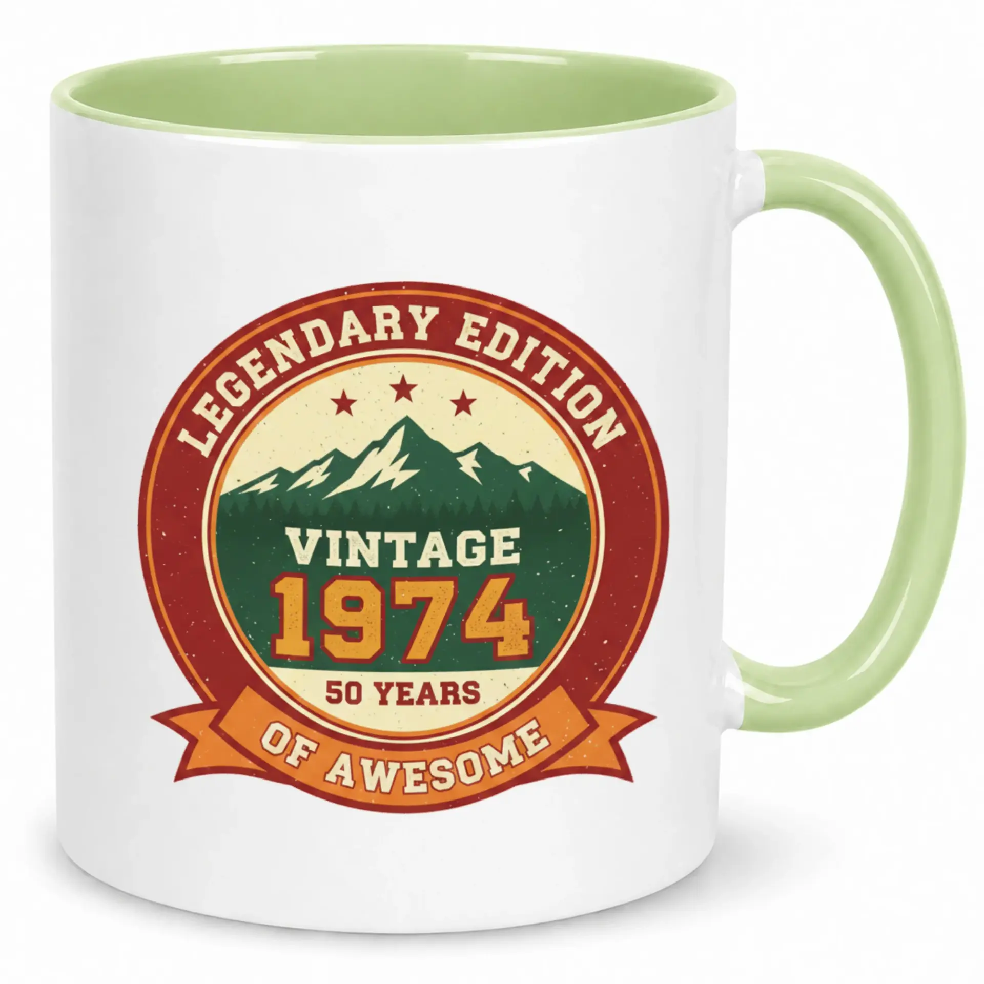 Funny 1974 50th Birthday Coffee Mug for Men and Women Vintage Legendary Edition Ceramic Beverage Cup 50 Years of Awesome Anniversary Gift Idea