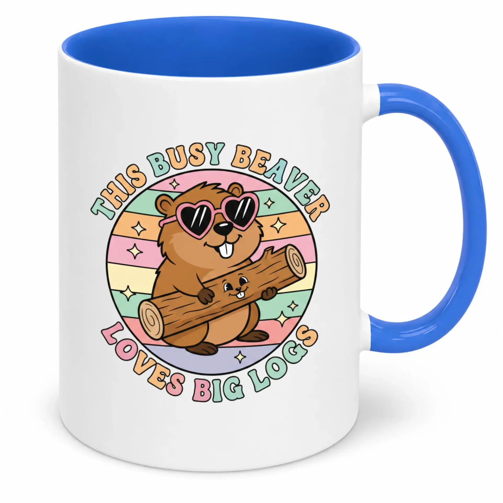 Funny Beaver Coffee Mug with Heart Sunglasses Design Humorous Ceramic Drinkware Gift for Adults Who Appreciate Playful Animal Graphics
