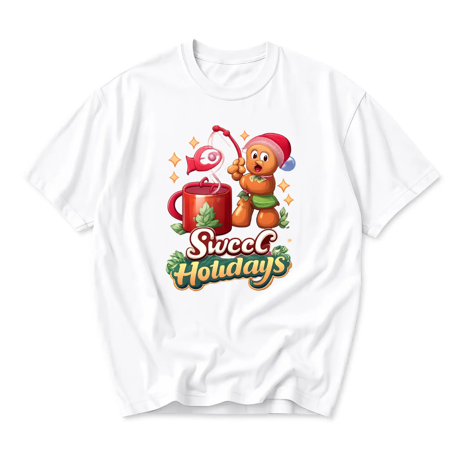 Funny Shirt Unisex Graphic Printed Tee Featuring a Gingerbread Character
