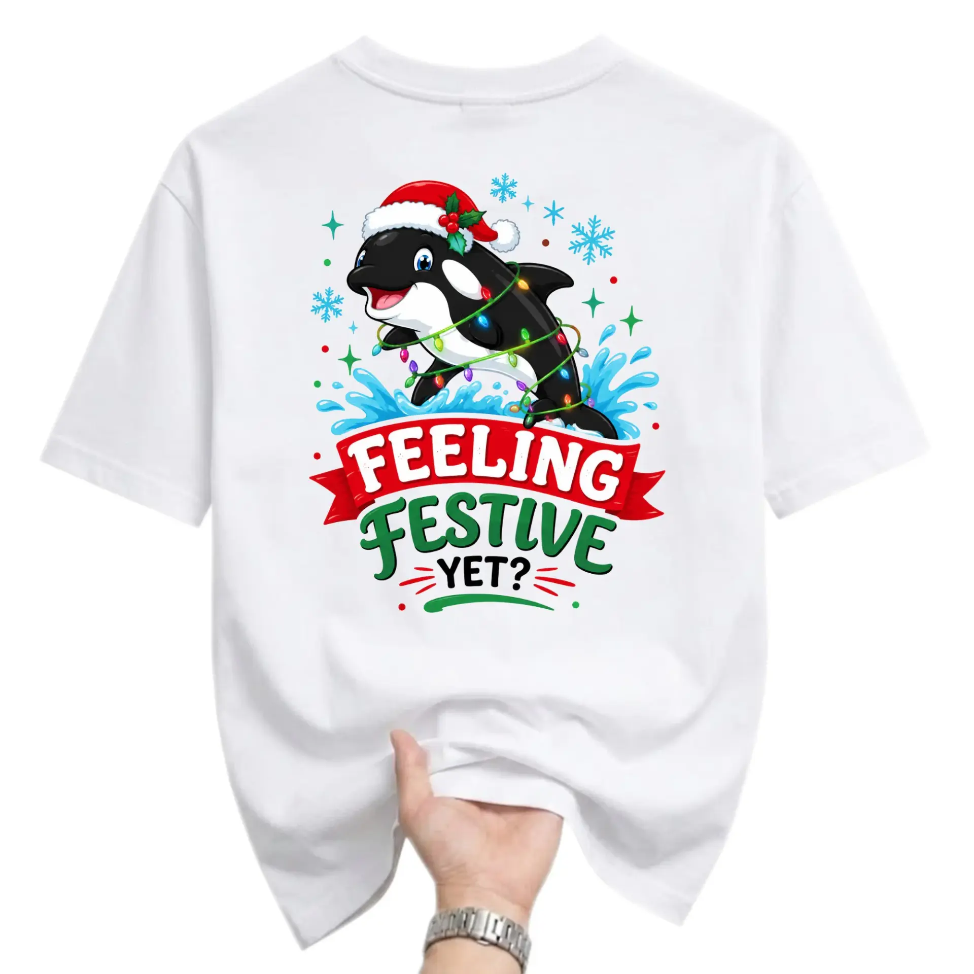 Graphic Tee yet Whale Christmas T-Shirt Unisex Casual Holiday Crew Neck Short Sleeve Shirt