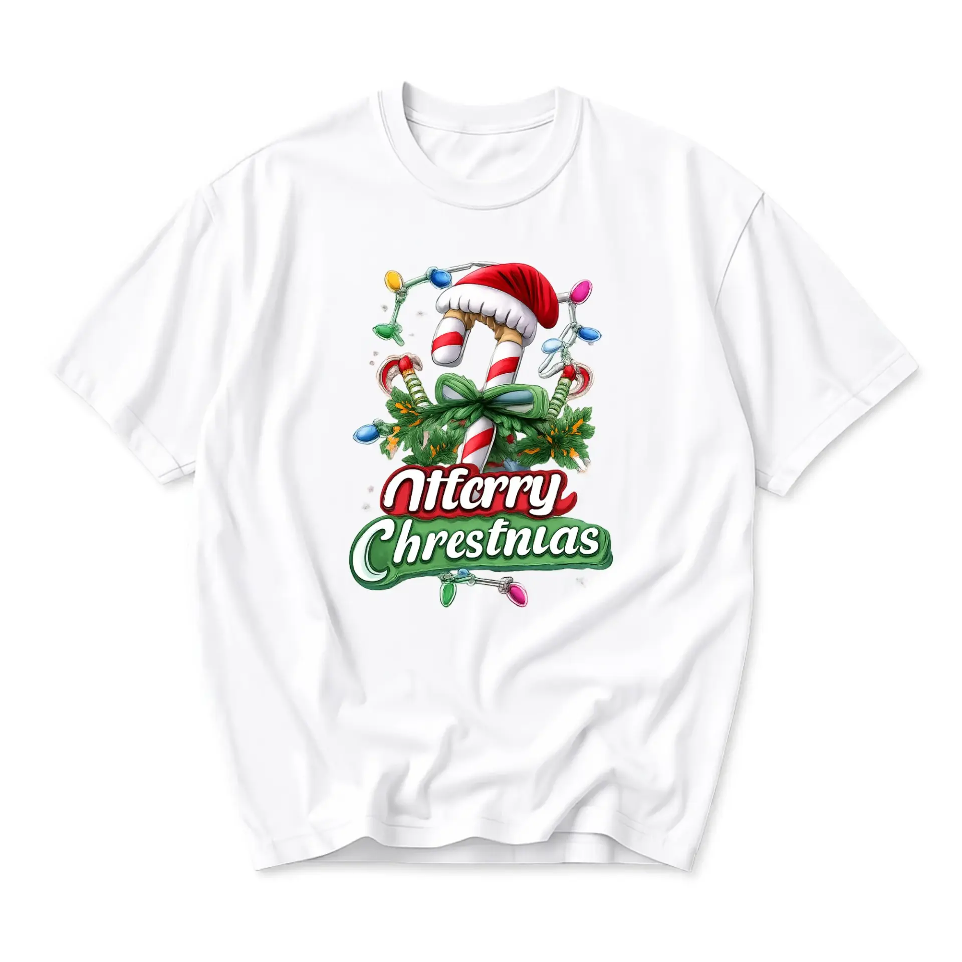 Funny Shirt Merry Christmas Candy Cane Graphic Tee Unisex Casual Holiday