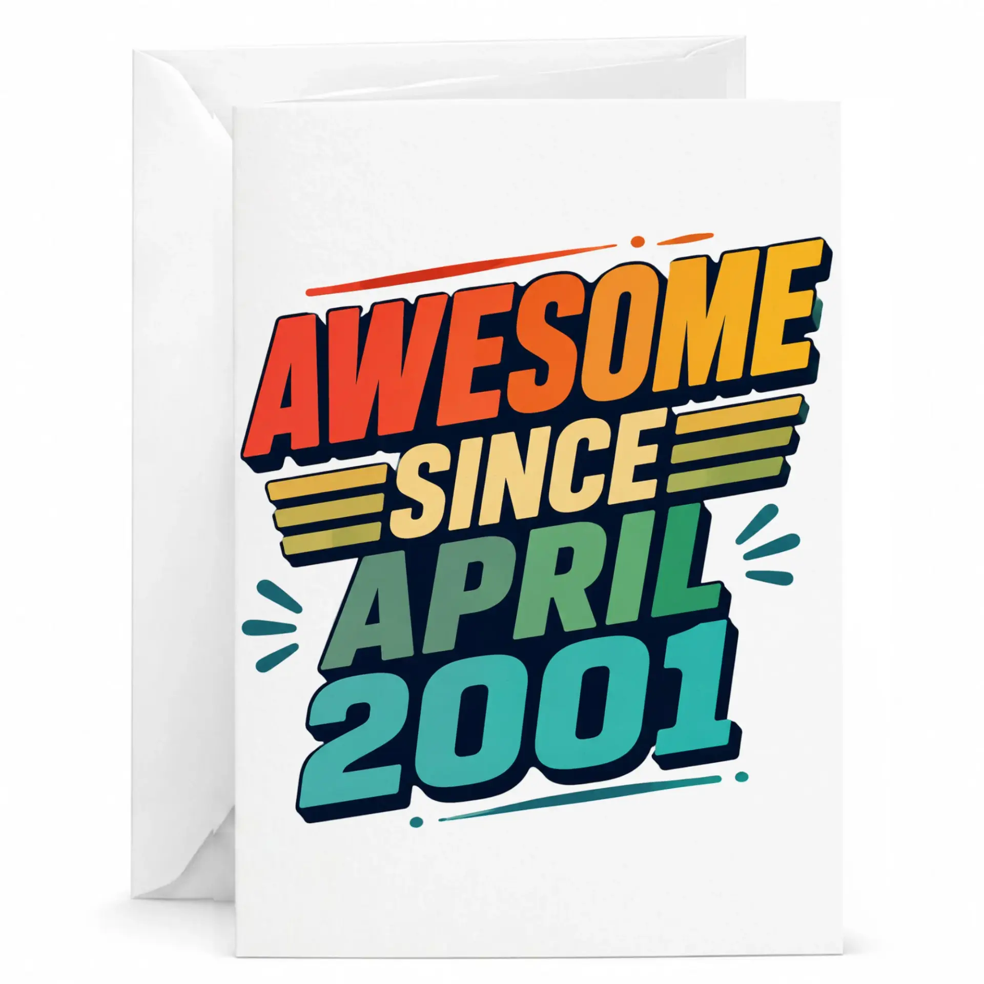 Birthday Card Awesome Since April 2001 Vintage Retro Style Greeting Card for Special Milestone Birthdays
