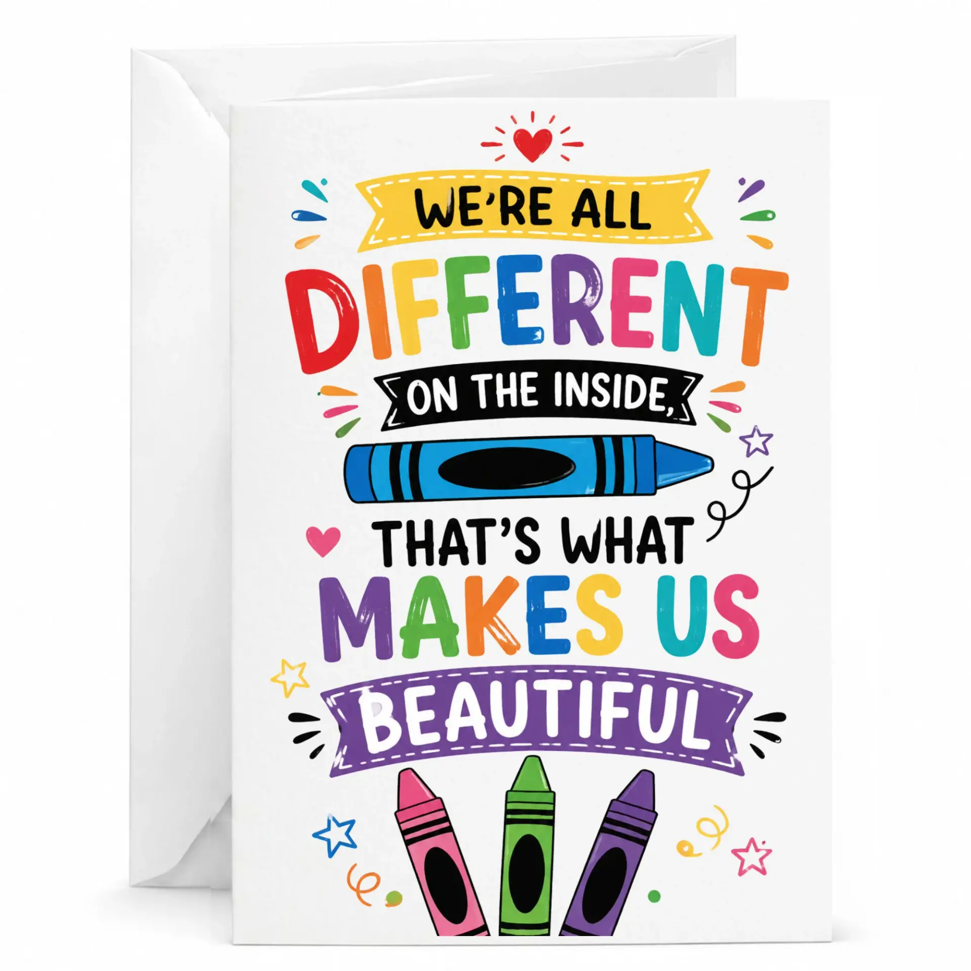 Encouragement Greeting Card with Colorful Crayon Art Design Inspirational Stationery for All Occasions