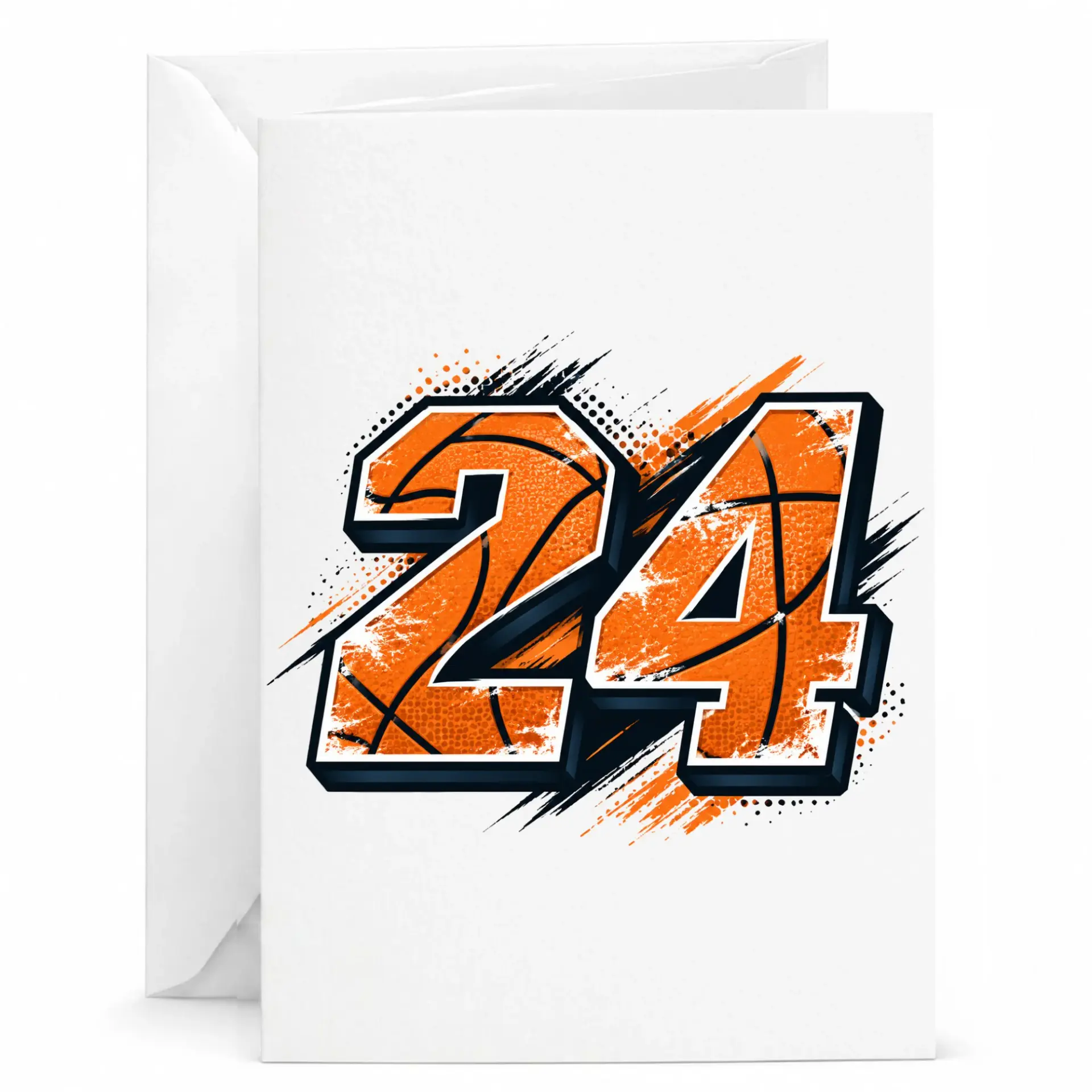 Birthday Card Number 24 Basketball Theme Sport Design Greeting Card for Sports Fans with Matching White Envelope Included