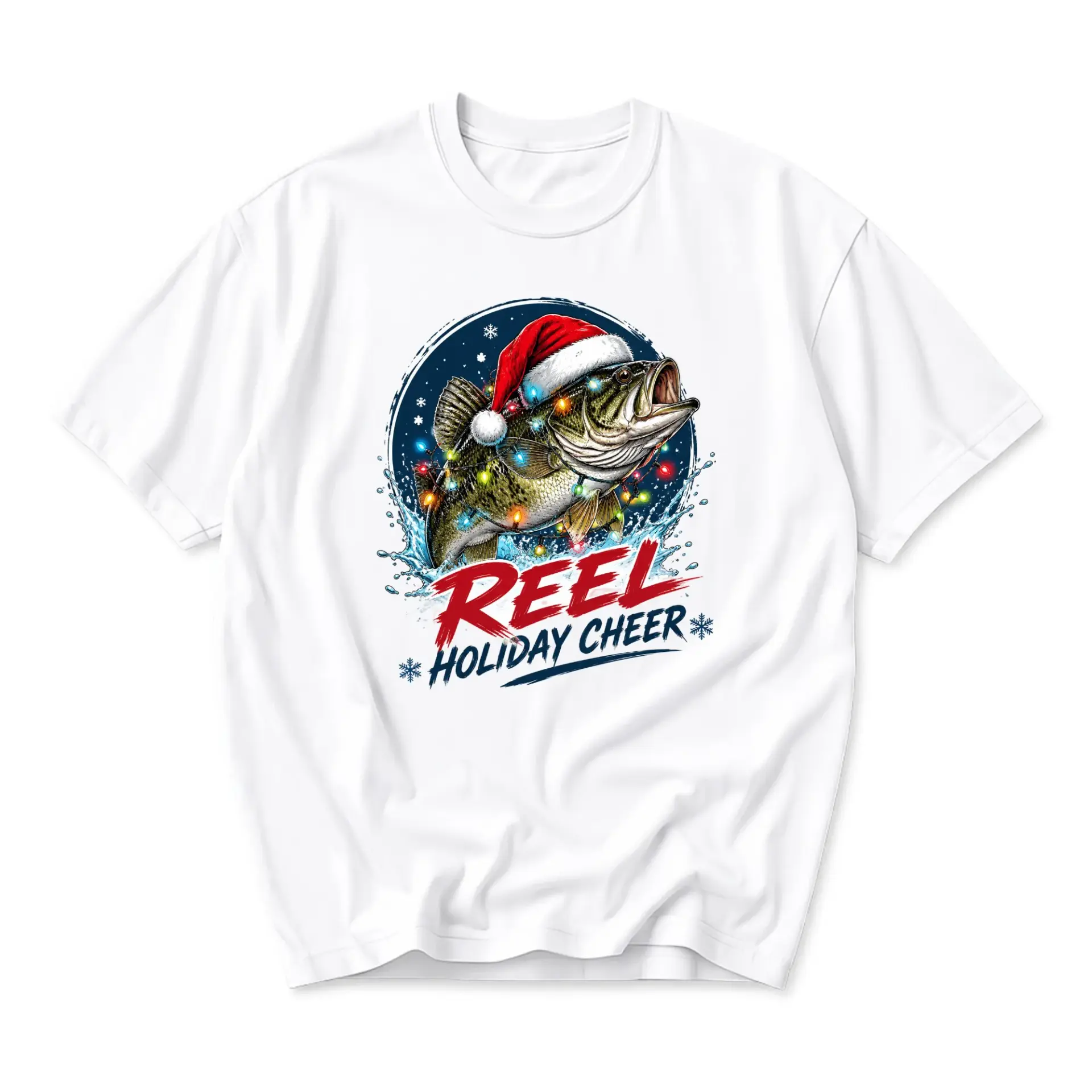 Graphic Tee Reel Holiday Cheer Fishing T-Shirt Funny Christmas Fisherman