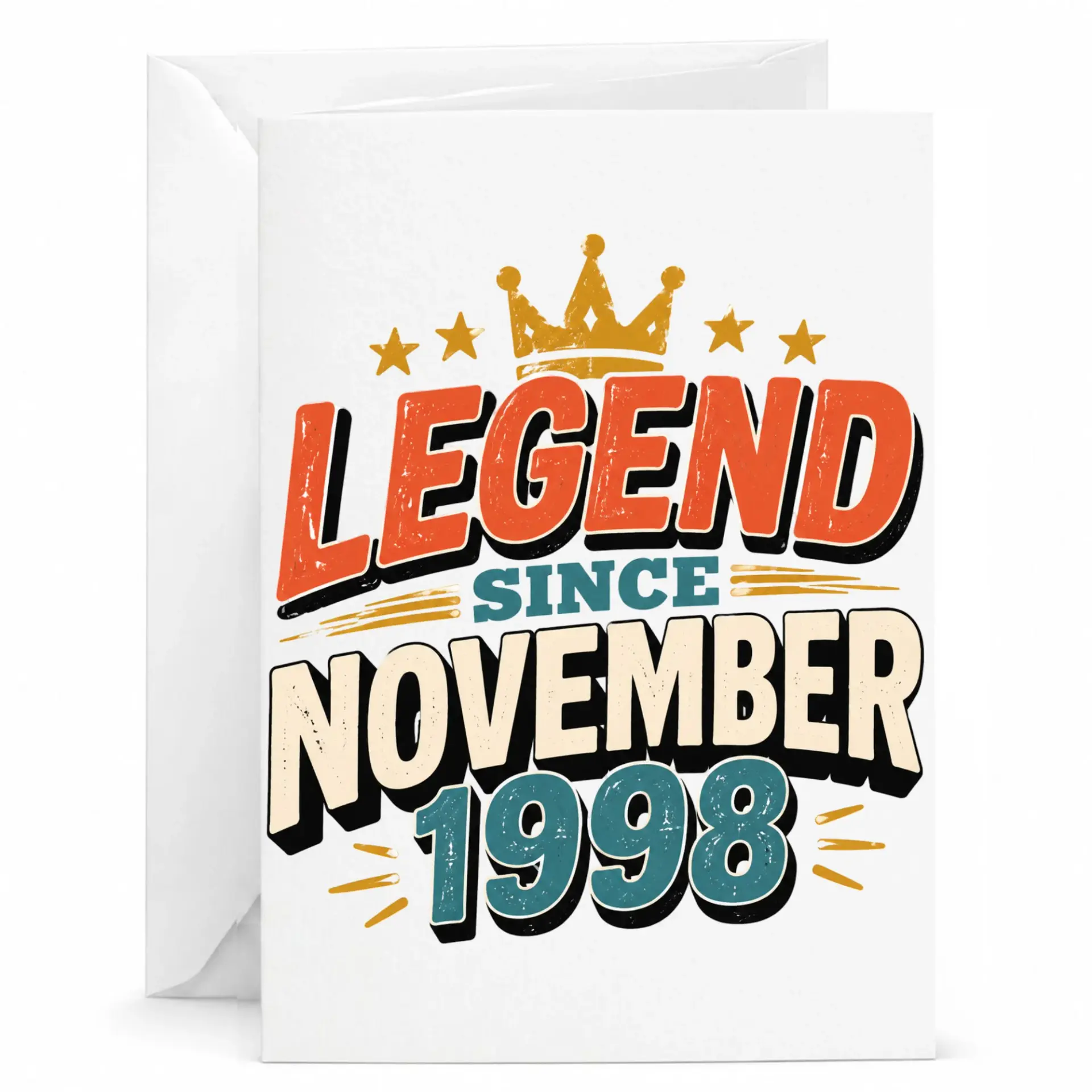 Birthday Card Legend Since November 1998 Vintage Style Greeting Card for Milestone Celebration