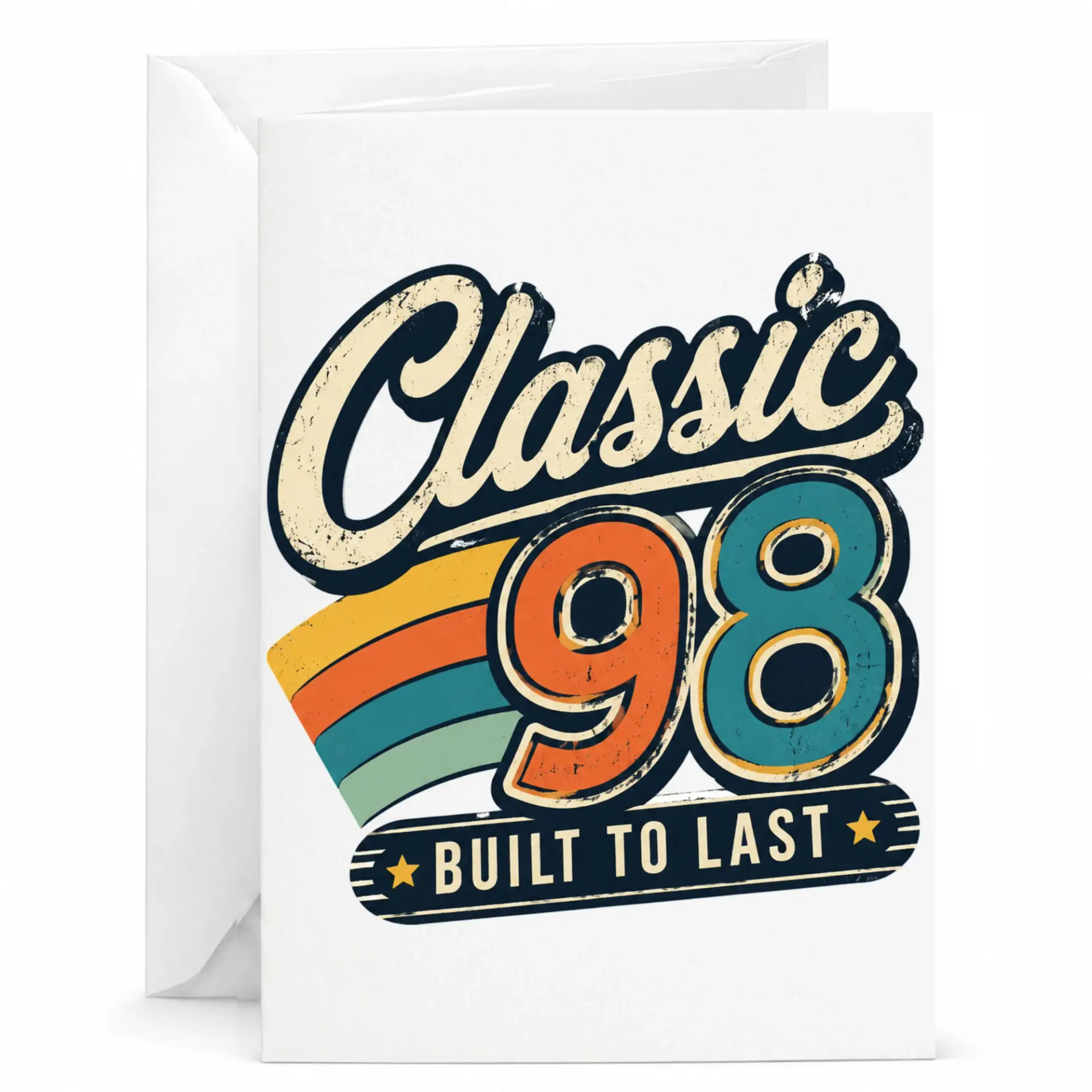 Birthday Card Classic 98 Built to Last Retro Vintage Style Greeting Card for Milestone Celebration Anniversary