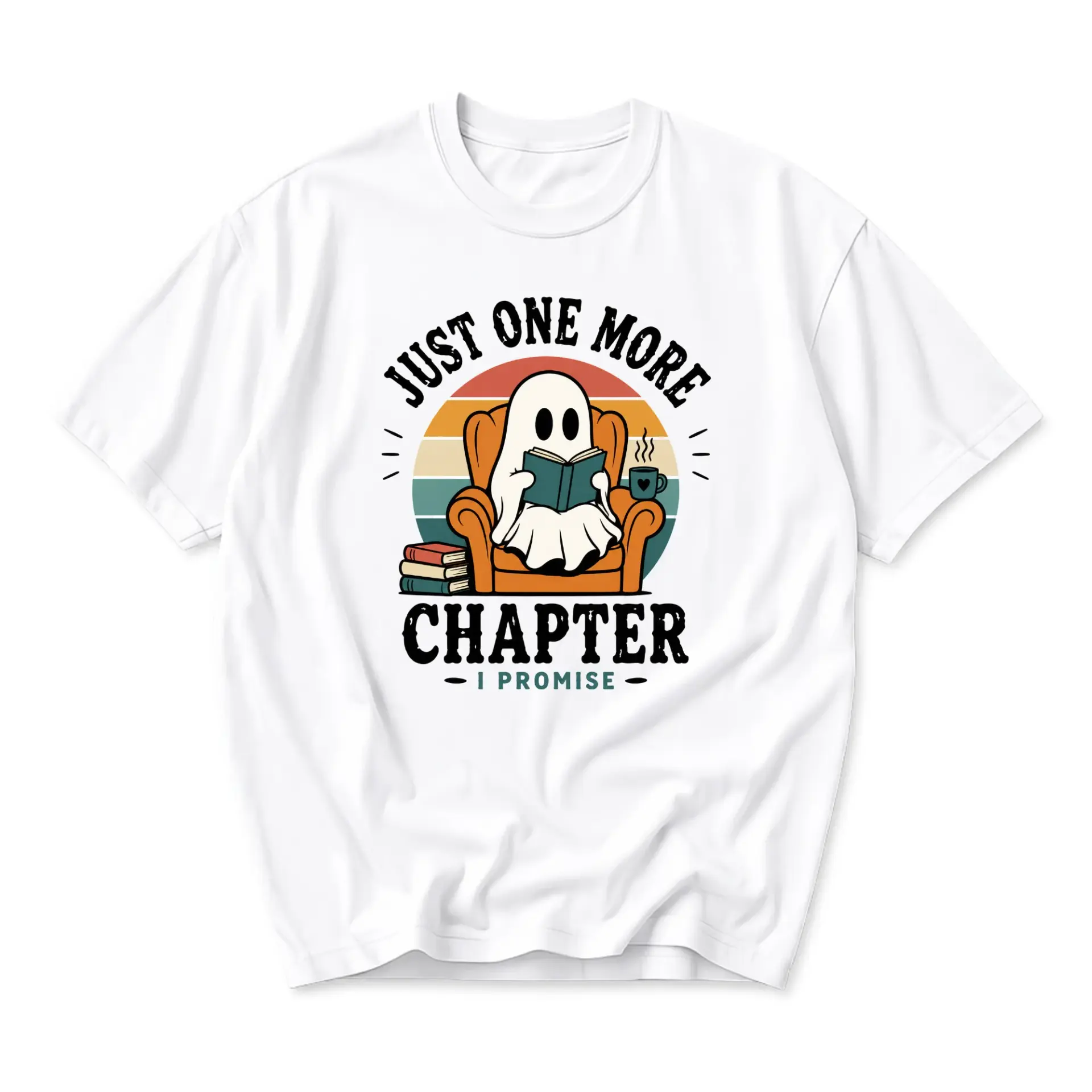 Funny Shirt for Book Lovers Reading Ghost Design Unisex Casual Graphic Printed T-Shirt for Everyday Comfort Apparel