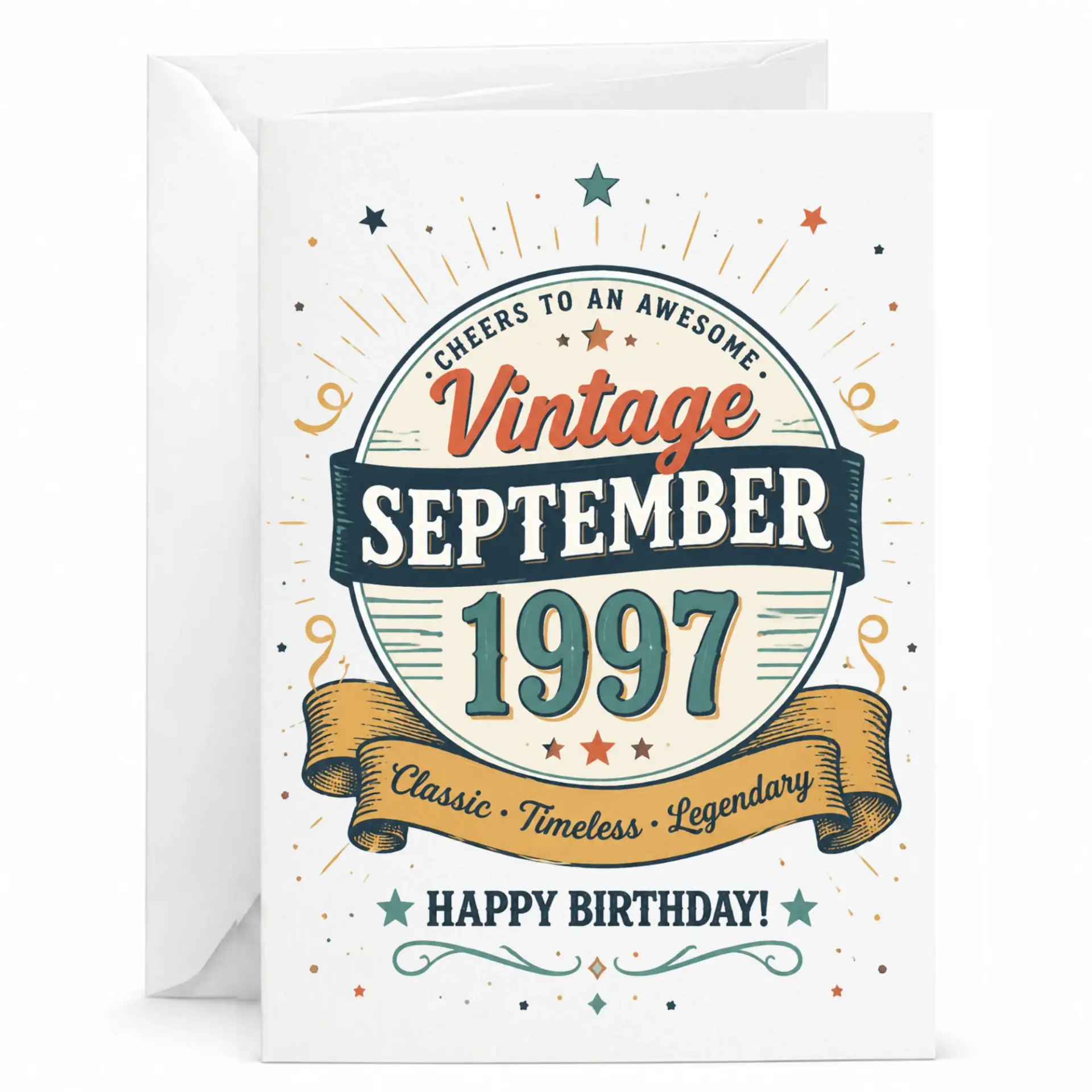 Birthday Card Vintage September 1997 Greeting Card Classic Timeless Legendary Design for Milestone Birthday Celebration