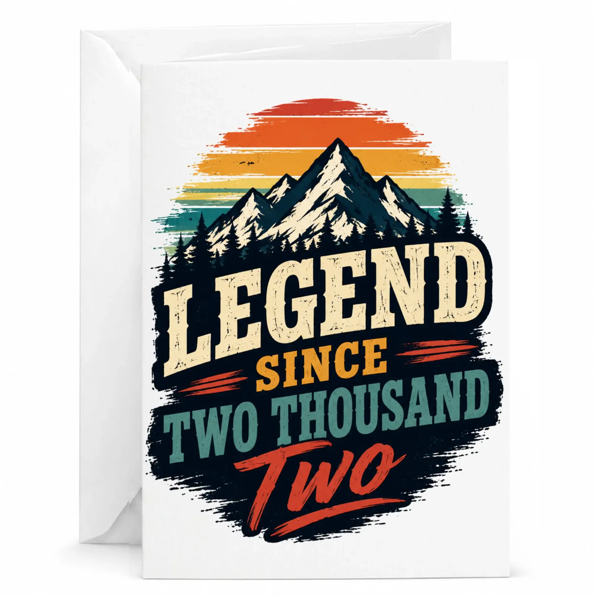 Birthday Greeting Card Legend Since Two Thousand Two Retro Mountain Nature Design for Milestone Celebration