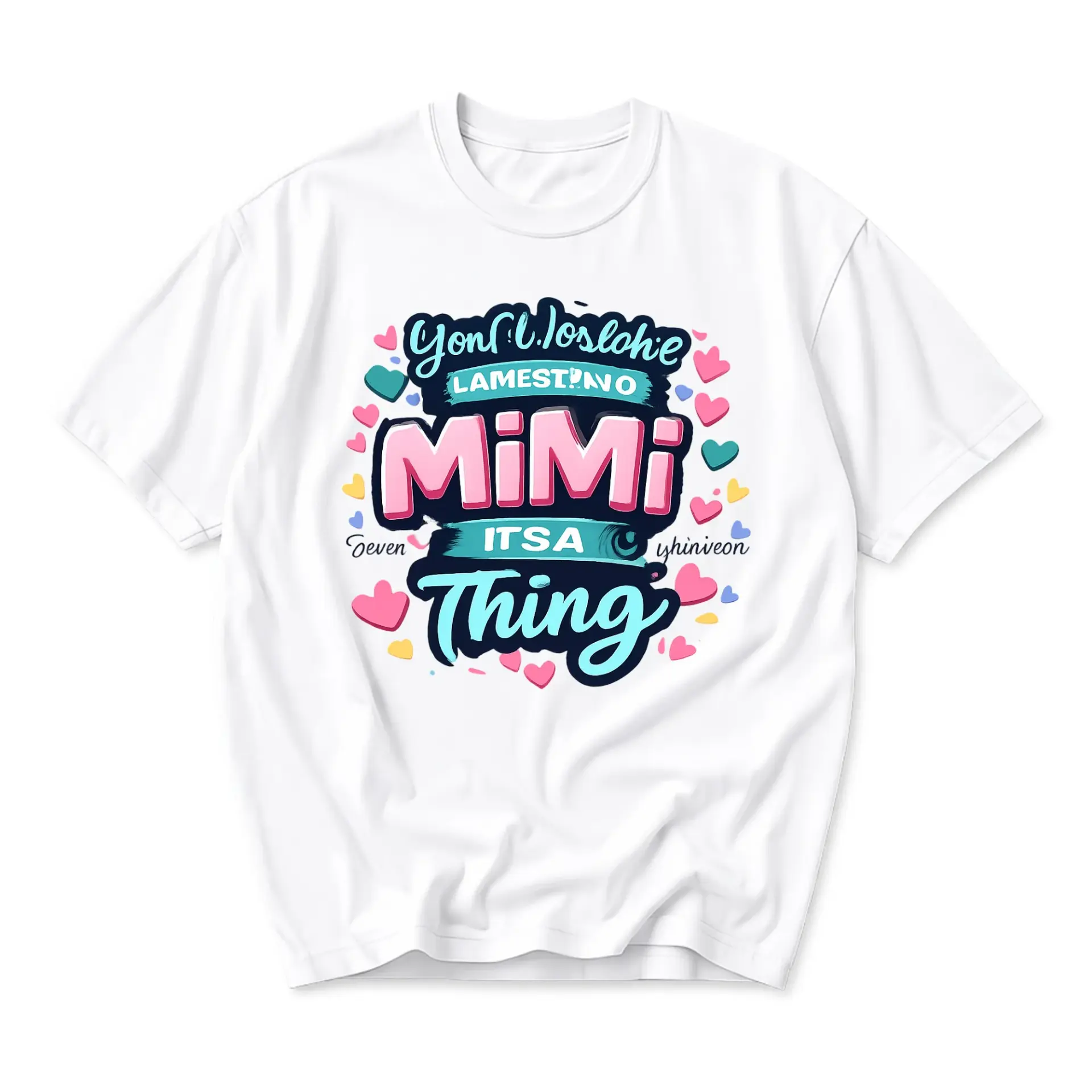 Graphic Tee Mimi Unisex Casual Shirt for Everyday Wear with Colorful Heart
