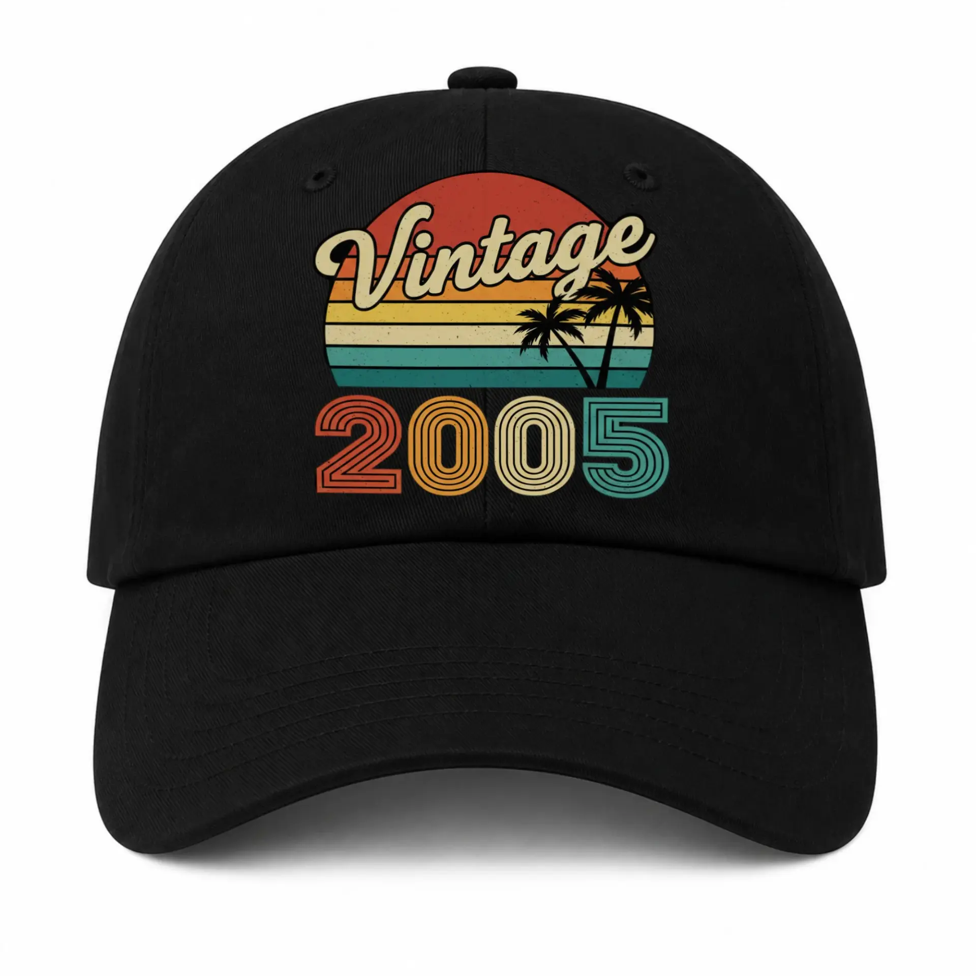 Baseball Cap Vintage Retro Sunset Palm Tree Graphic Summer Beach Hat