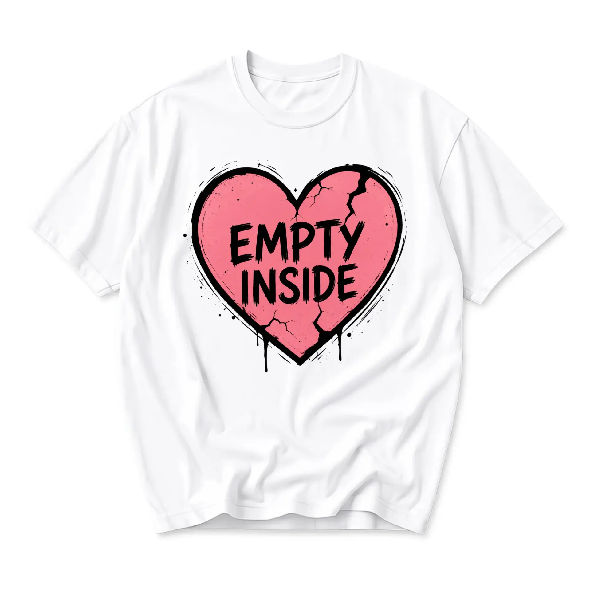 Graphic Tee Empty Inside Heart Print Unisex Casual Crew Neck T-Shirt for Everyday Wear and Self Expression