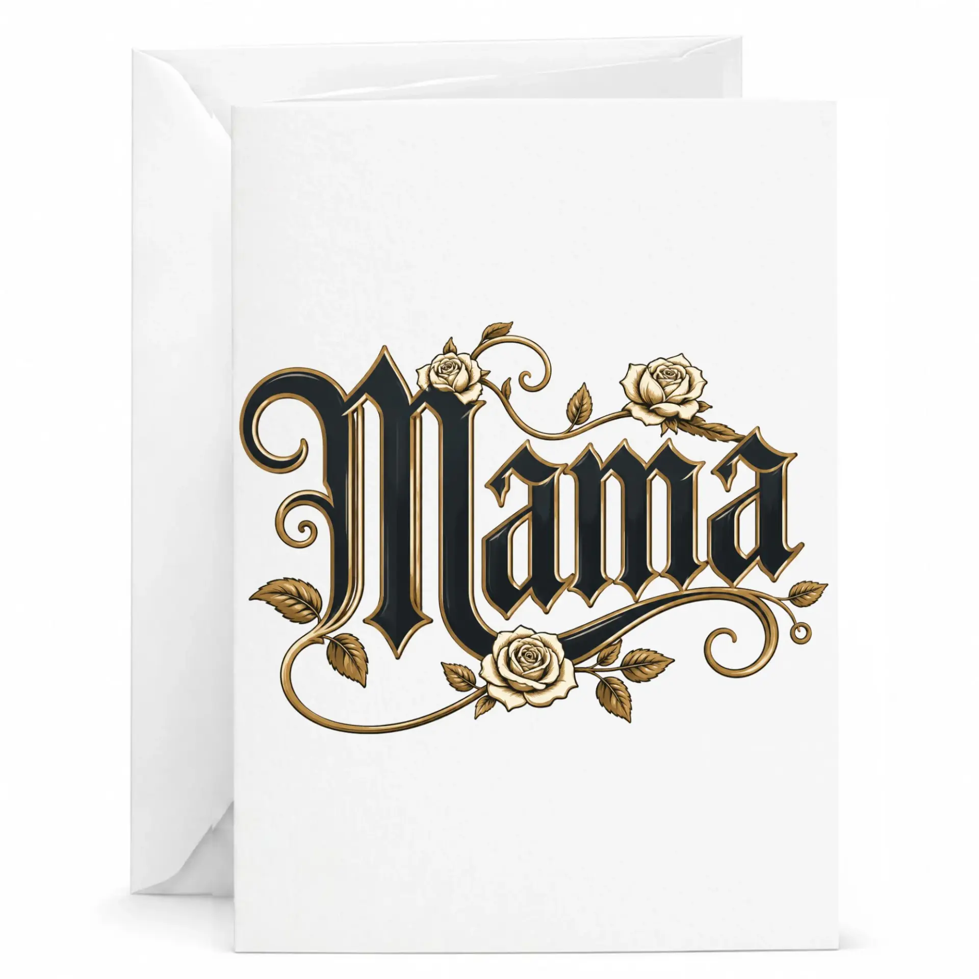 Greeting Card Mama Floral Script Elegant Typography Professional Stationery for Special Occasions and Personal Notes