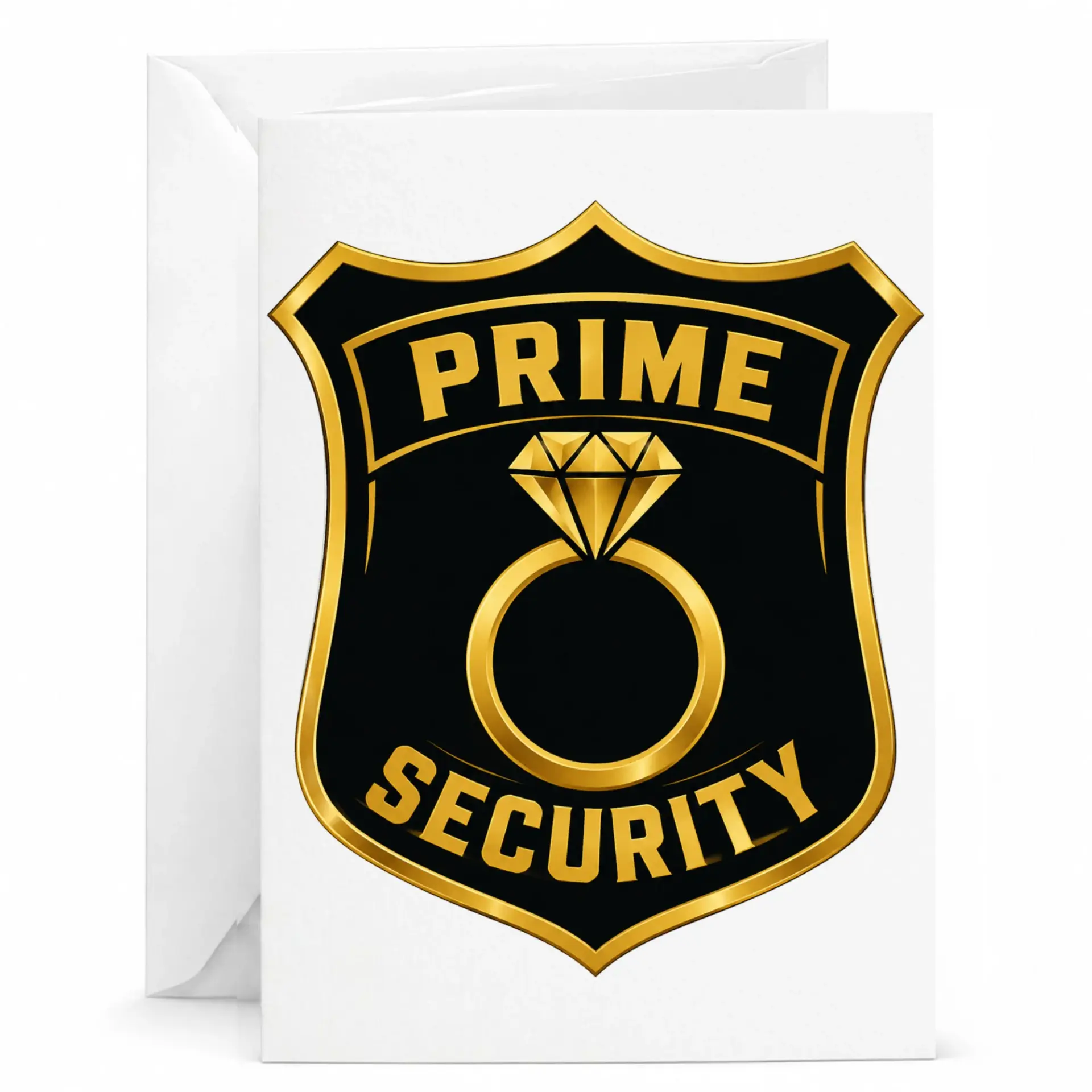 Funny Greeting Card Prime Security Shield Emblem Design for Engagement or Anniversary Celebration Folded Note Card
