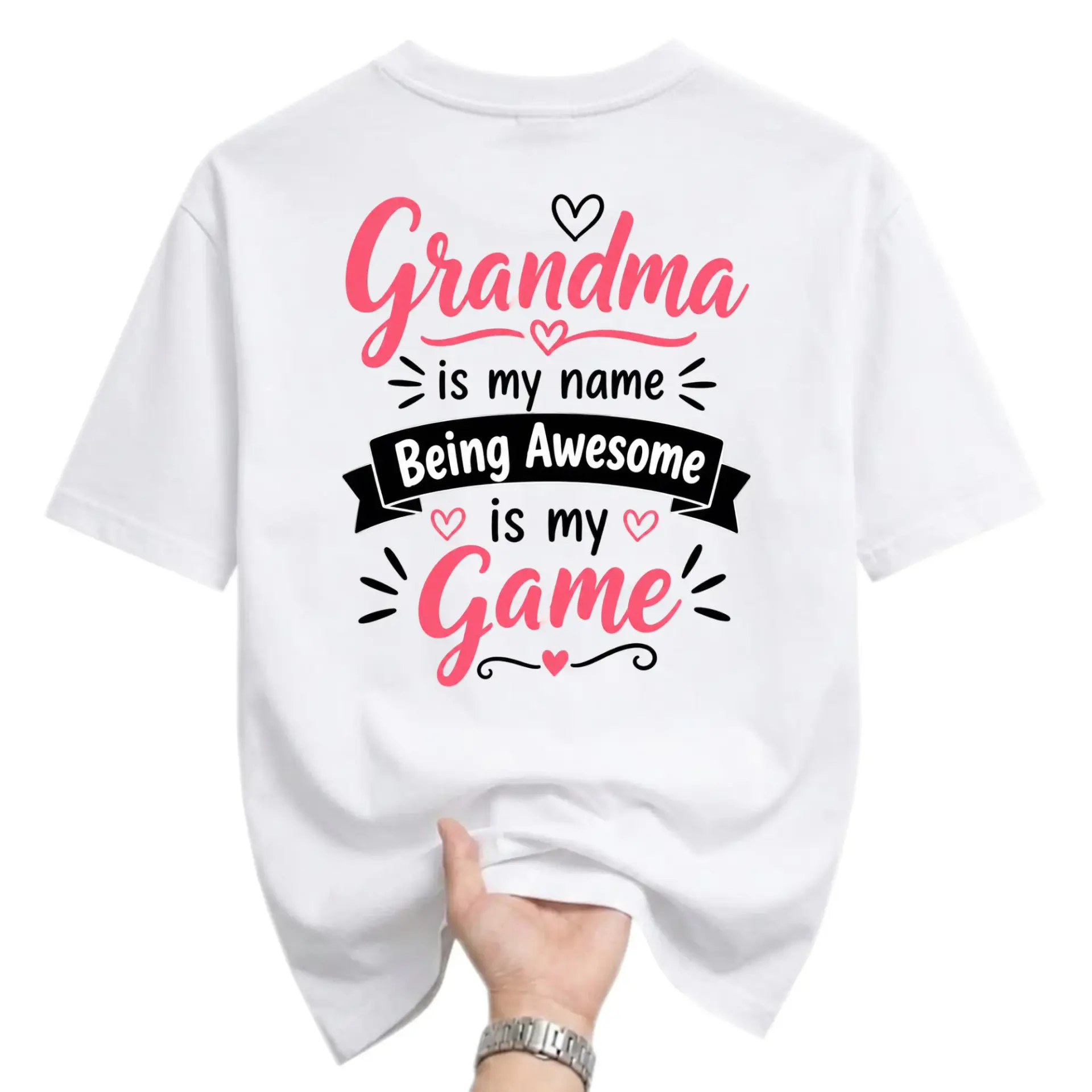 Funny Shirt Grandma Is My Name Being Awesome Is My Game Graphic Tee Casual Cotton Crew Neck Unisex Short Sleeve Top