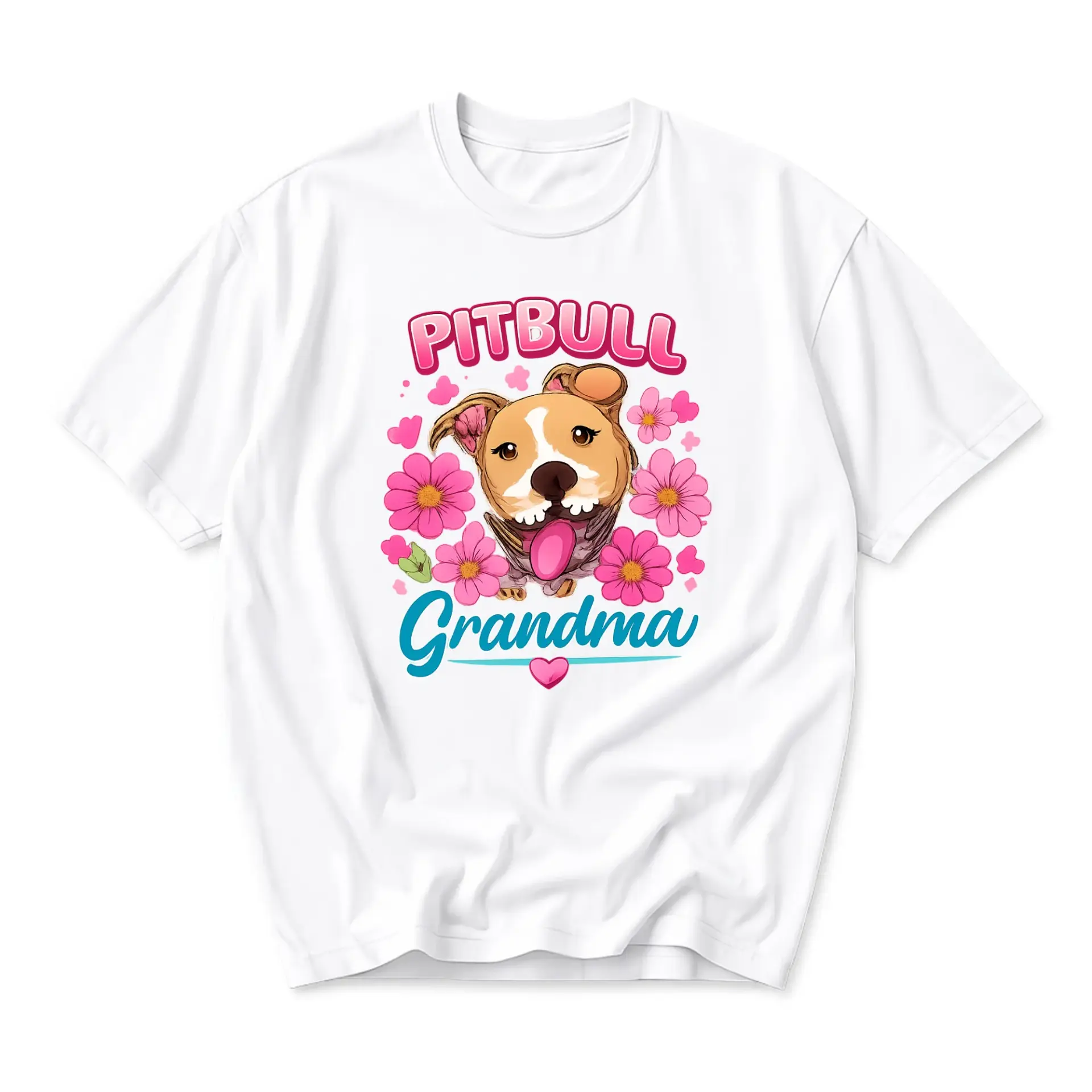 Funny Shirt Pitbull Grandma Graphic Tee Casual Unisex Crew Neck Top for Dog