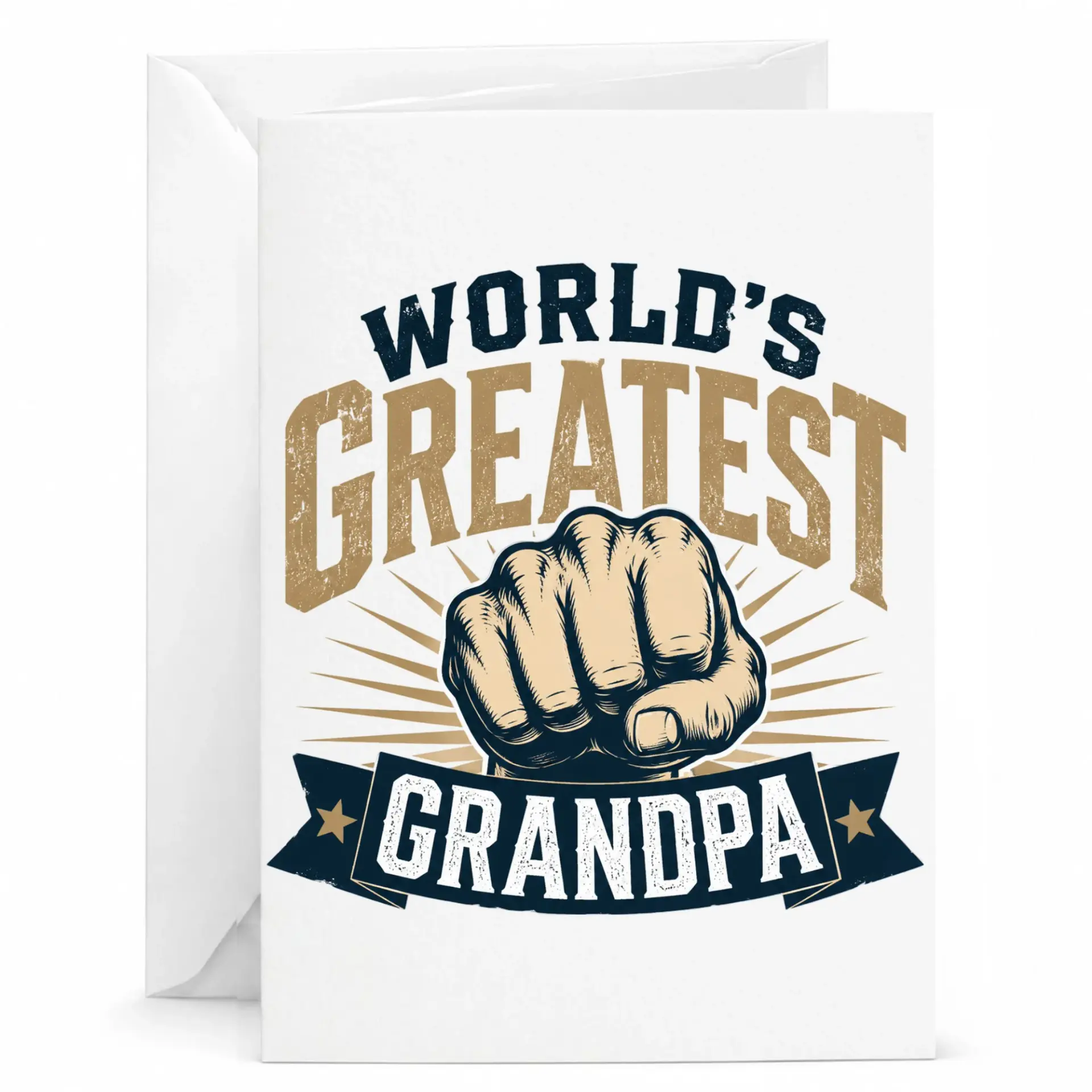 Greeting Card for Grandpa World’s Greatest Grandpa Fist Bump Design Printed Note Card with Matching Envelope 5x7 Inch
